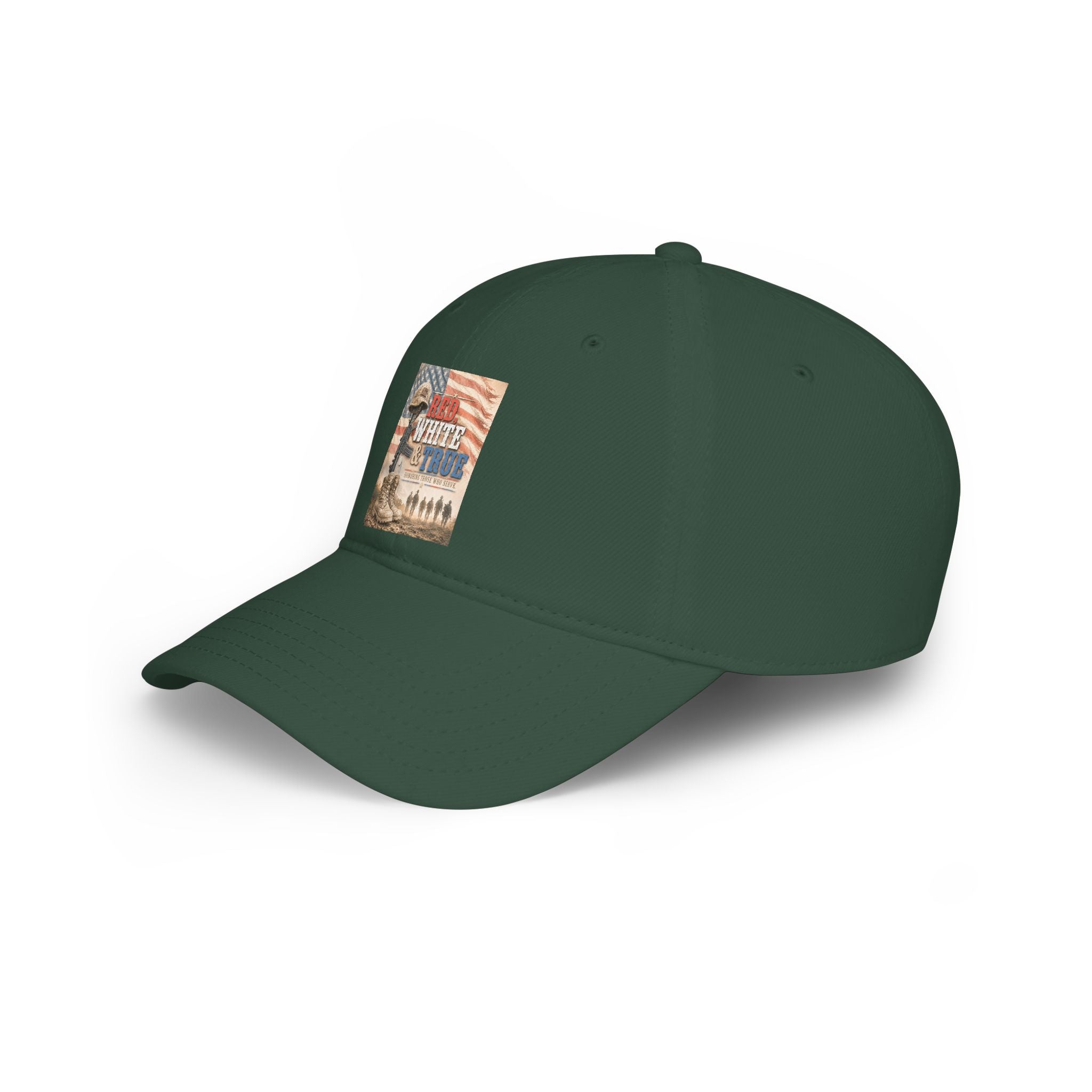 Low Profile Baseball Cap — Red, Patriotic "Land of the Free" Military Tribute Cap