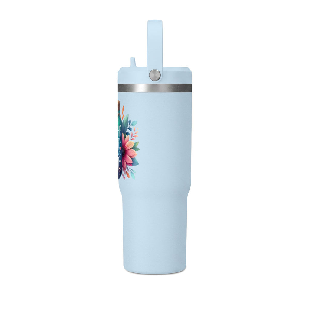 Faith Hope Love Tumbler — 32oz Insulated Travel Tumbler with Floral Jar Design