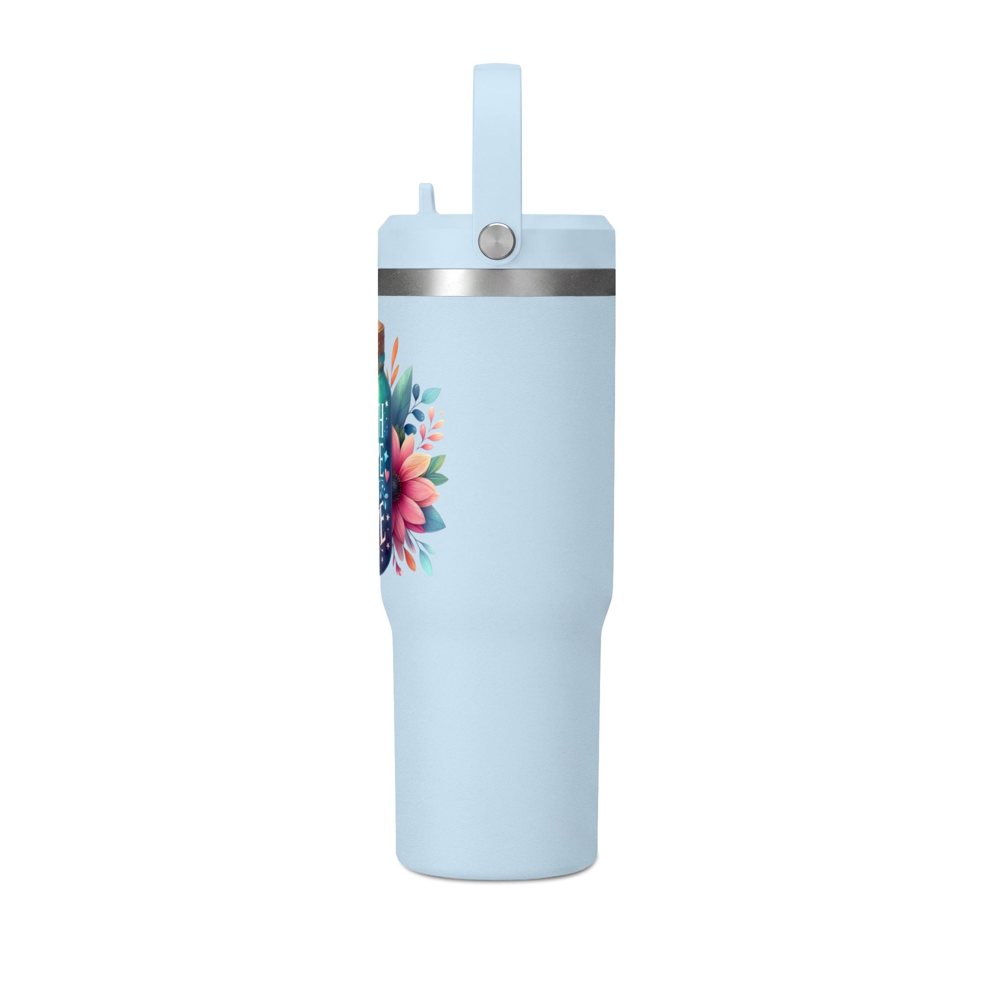 Faith Hope Love Tumbler — 32oz Insulated Travel Tumbler with Floral Jar Design