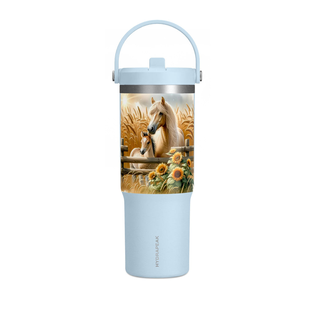 32oz Horse Tumbler — Sunflower Farm Scene Stainless Travel Cup