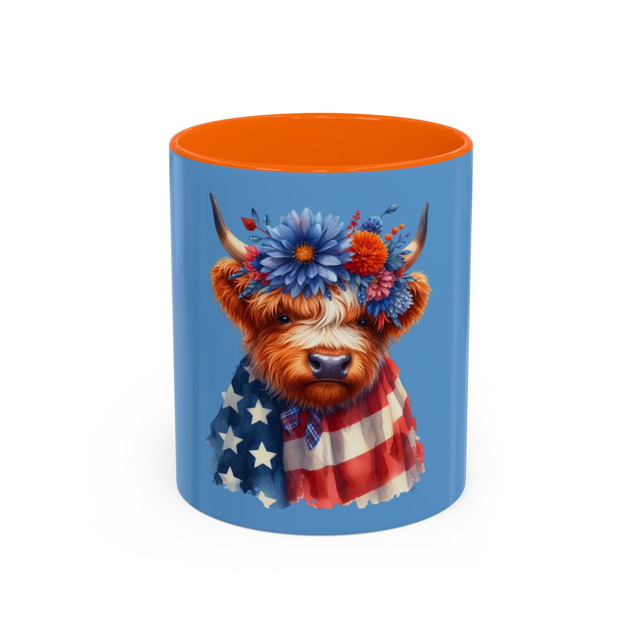 Patriotic Highland Cow Accent Coffee Mug – 11/15oz