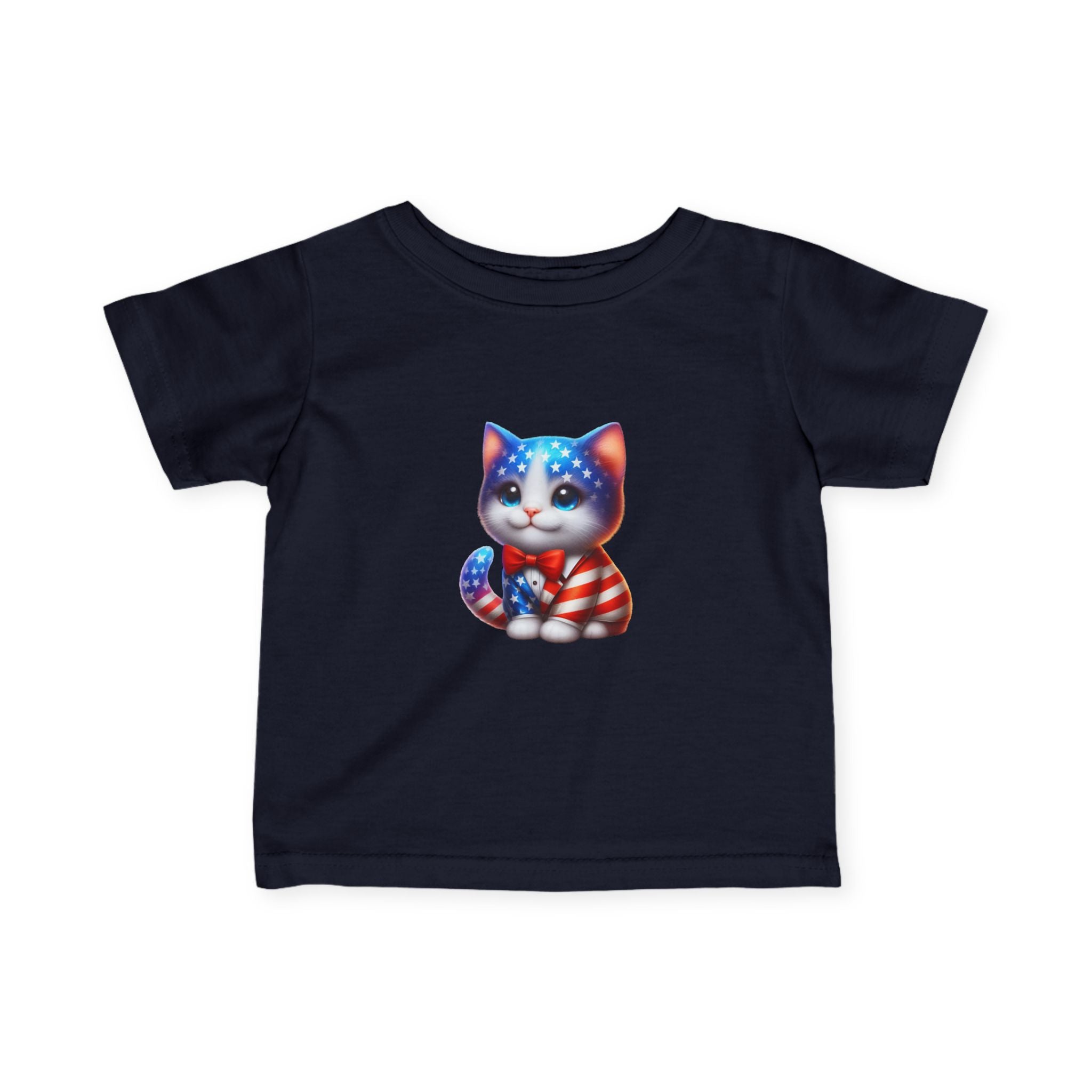 Infant Tee — Patriotic American Flag Kitten Baby Shirt