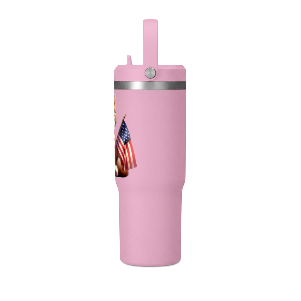 32oz Tumbler — Patriotic Kitten with American Flag Bandana