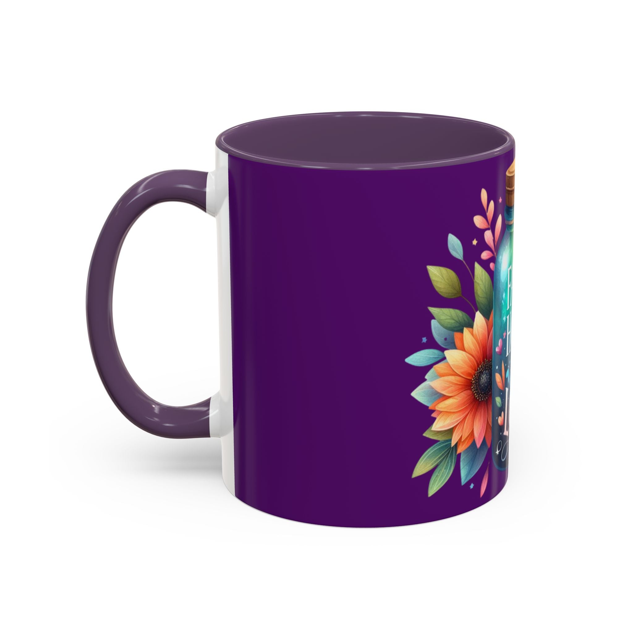 Faith Hope Love Accent Coffee Mug — Floral Jar Design (11/15 oz)