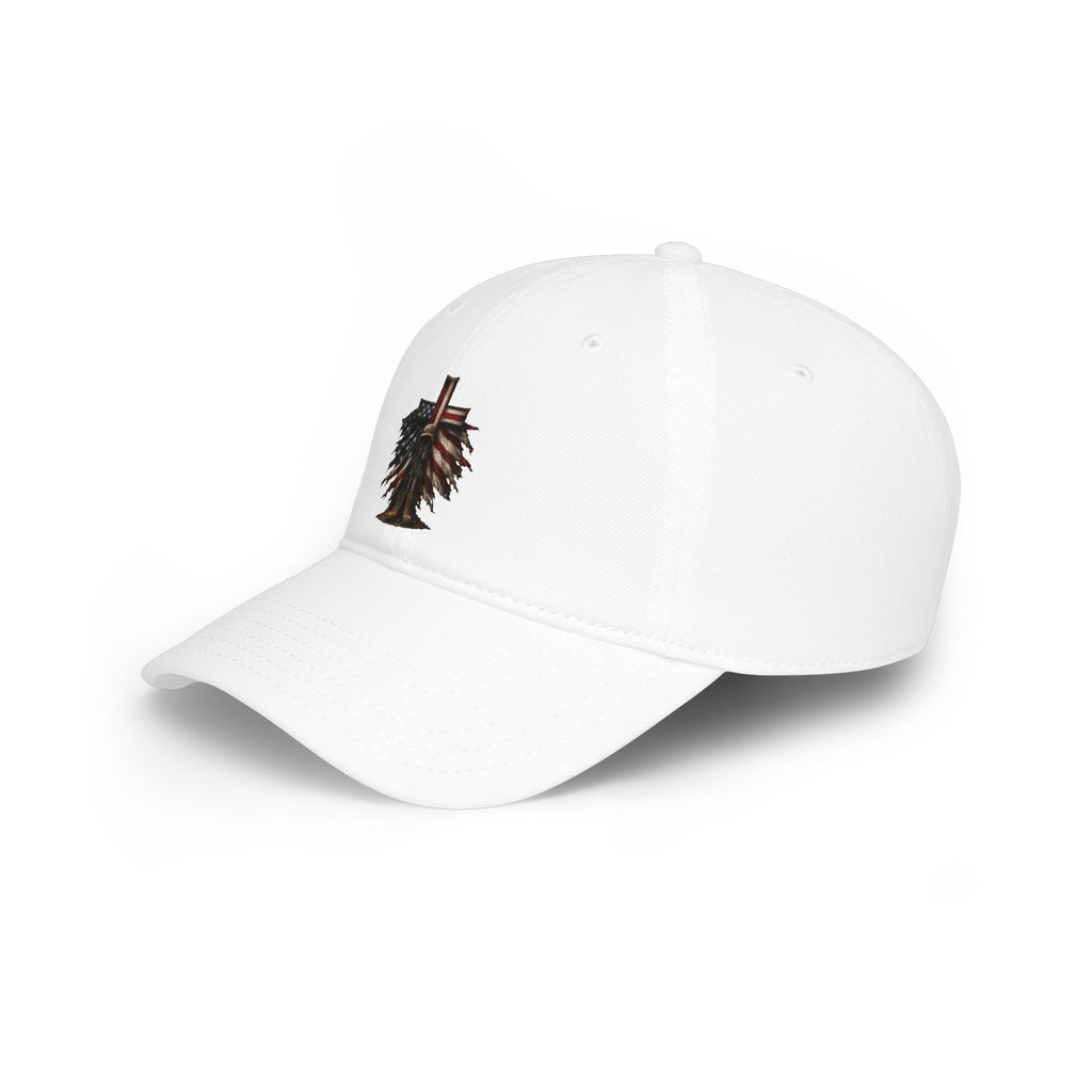 Low Profile Cap — Rustic American Flag Cross Emblem