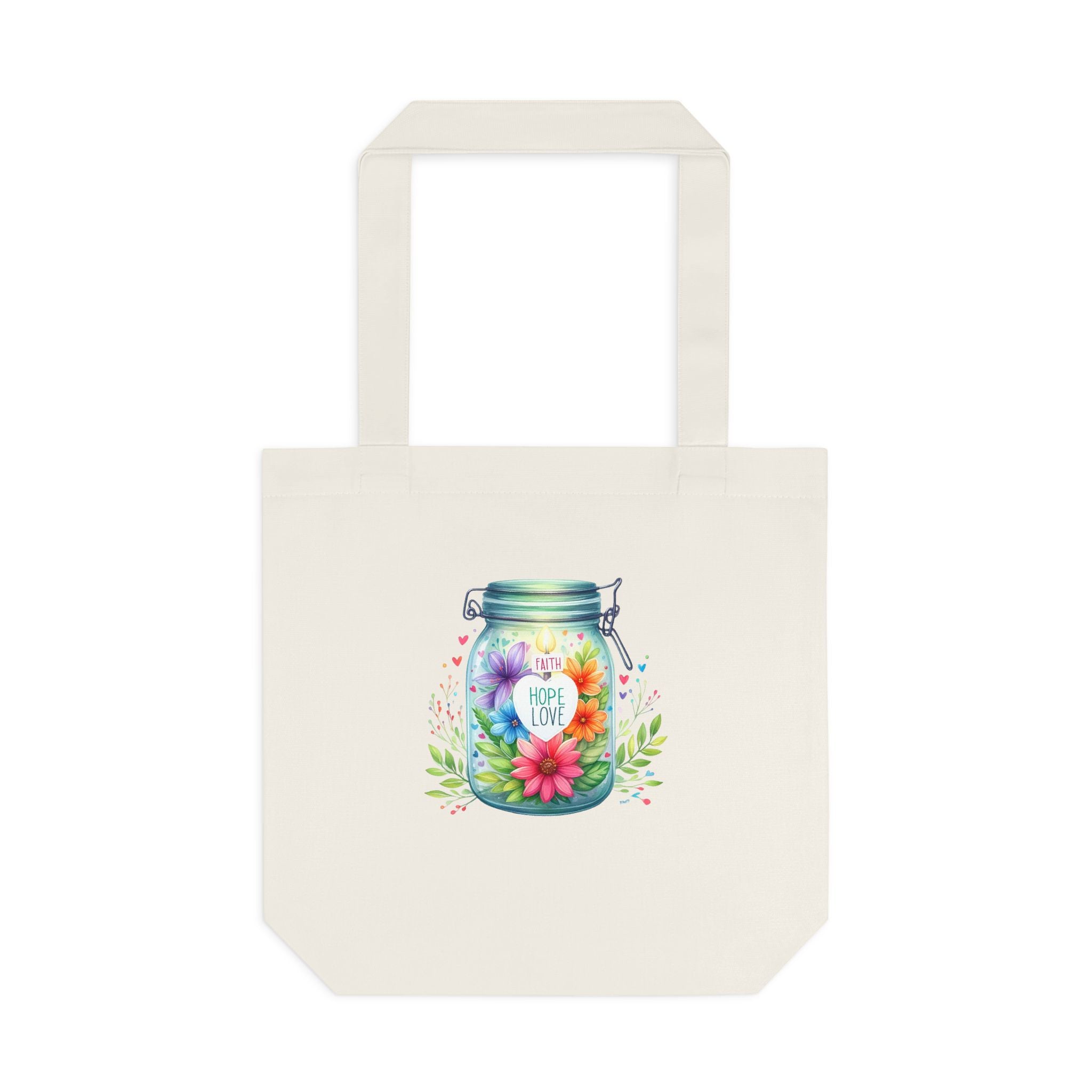 Tote Bag — "Hope Lights the Way" Mason Jar Floral Design