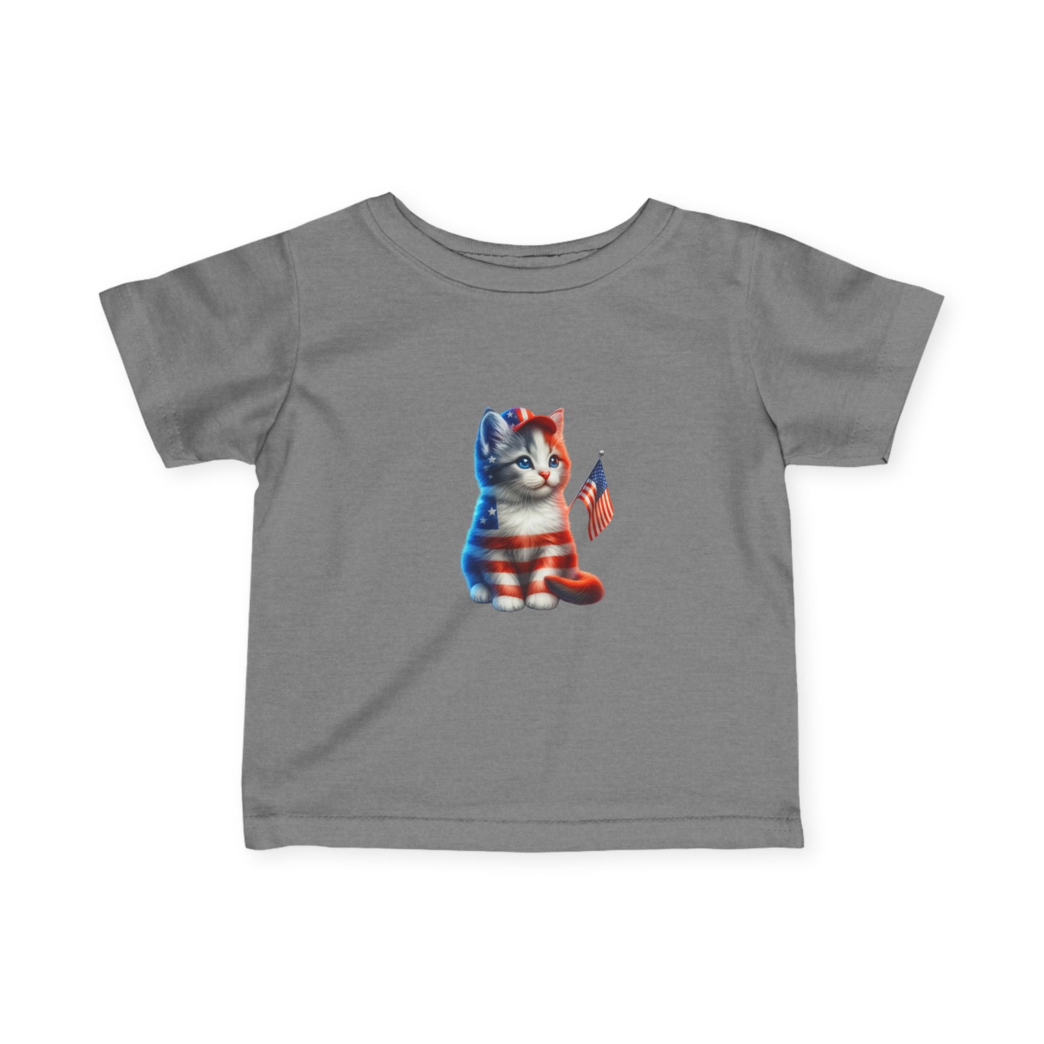 Infant Tee — Patriotic American Flag Kitten Graphic