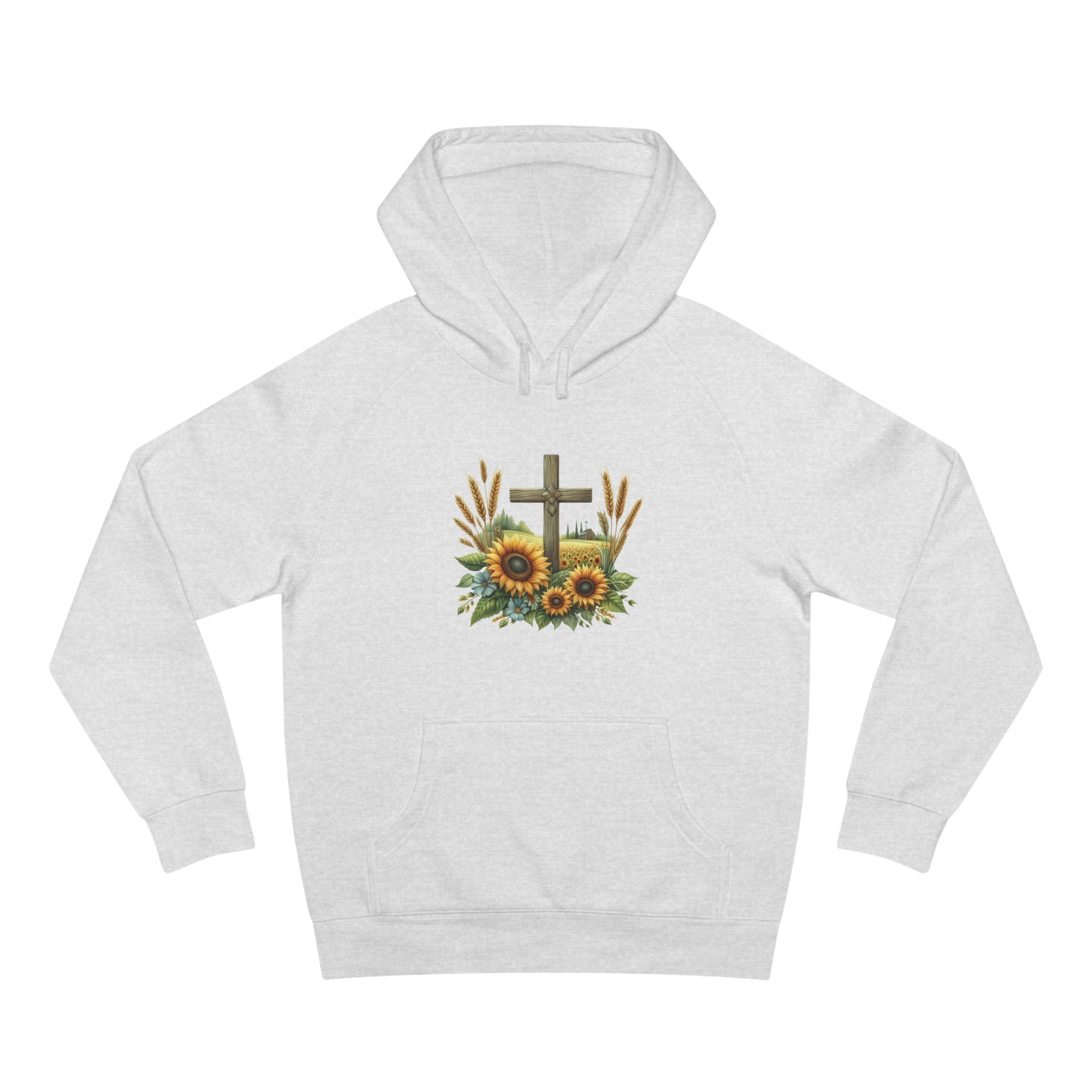 Sunflower Cross Hoodie — Christian Faith Floral Pullover