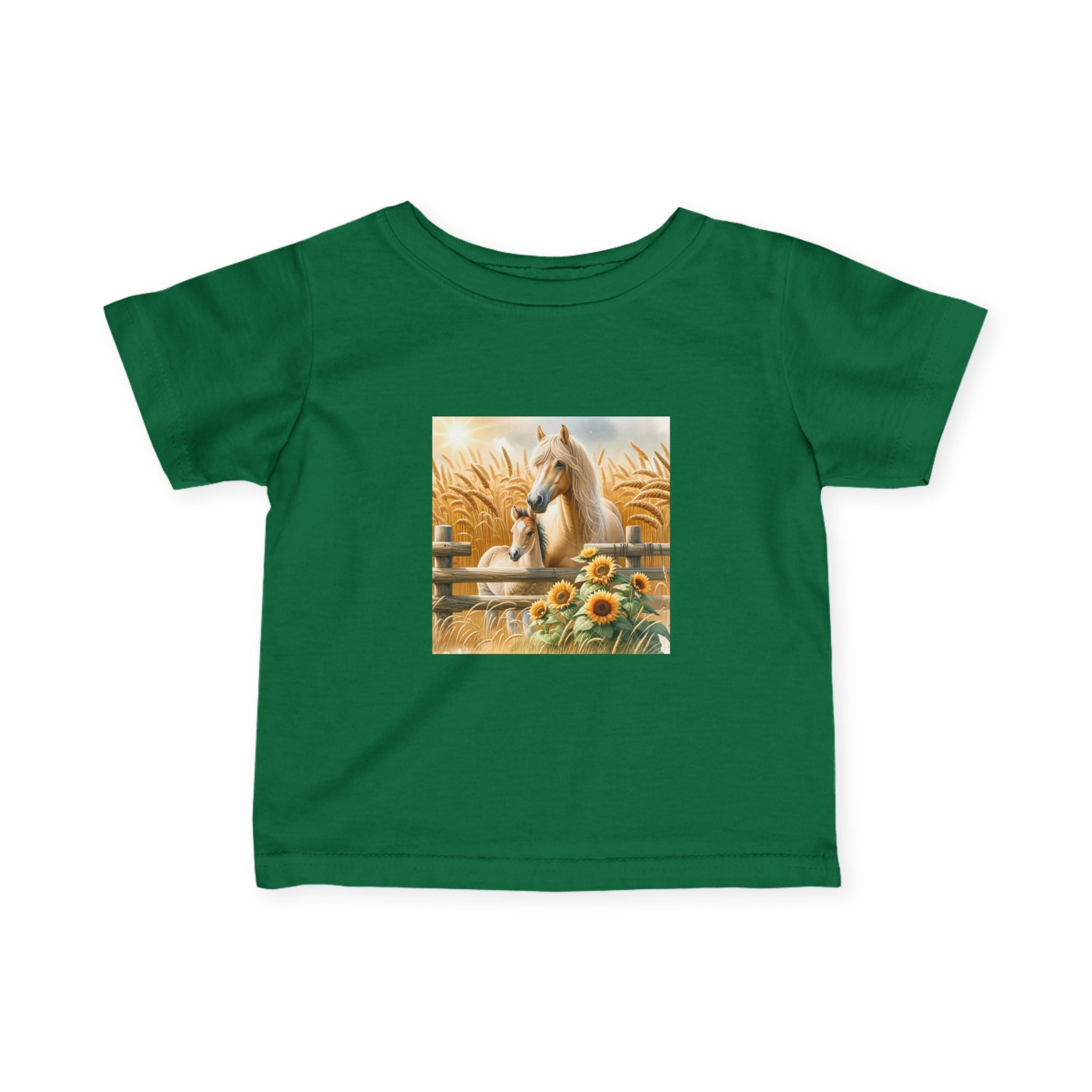 Infant Tee — Rustic Horse & Sunflower Farmyard Design