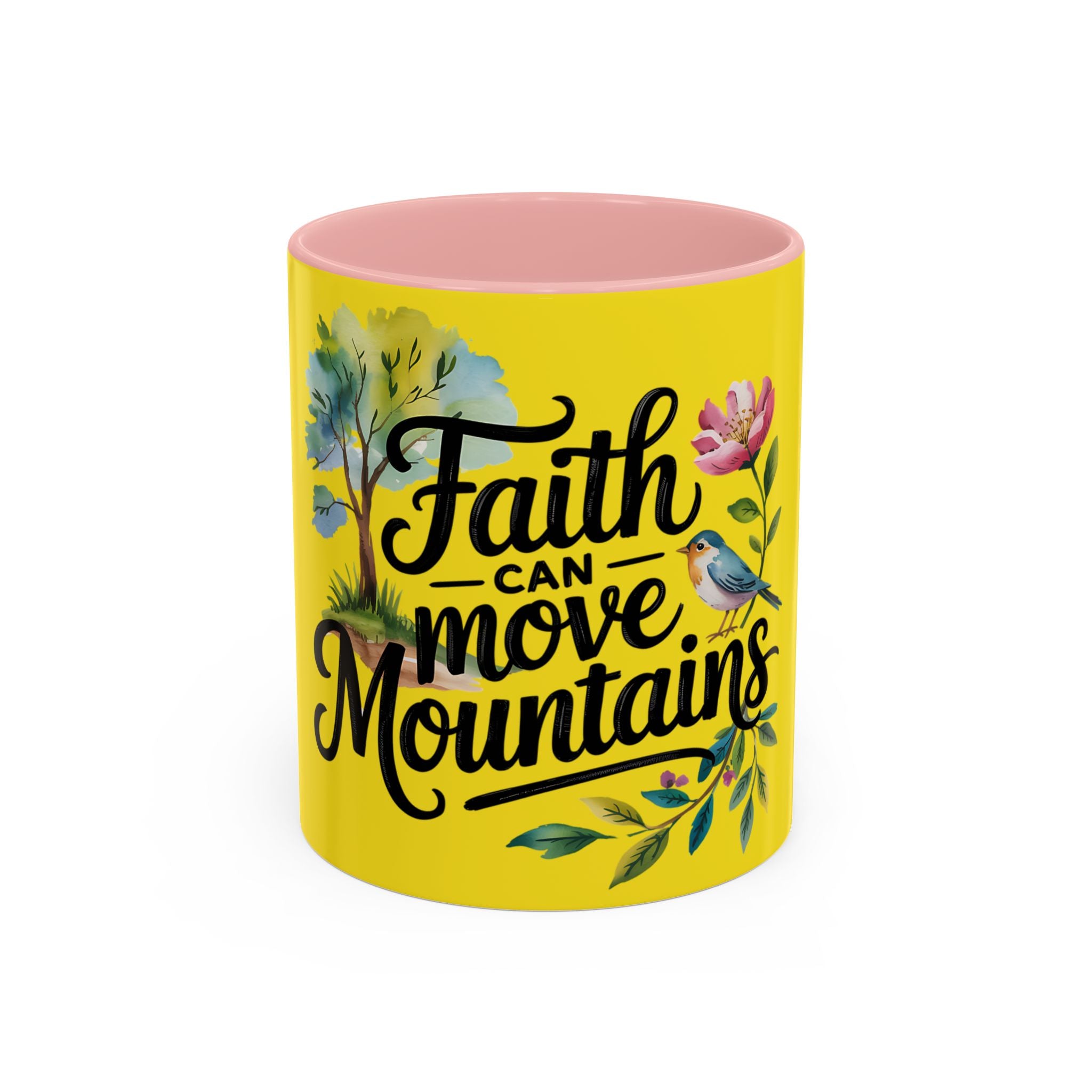 Faith Can Move Mountains Accent Coffee Mug – Inspirational Christian Tea Cup