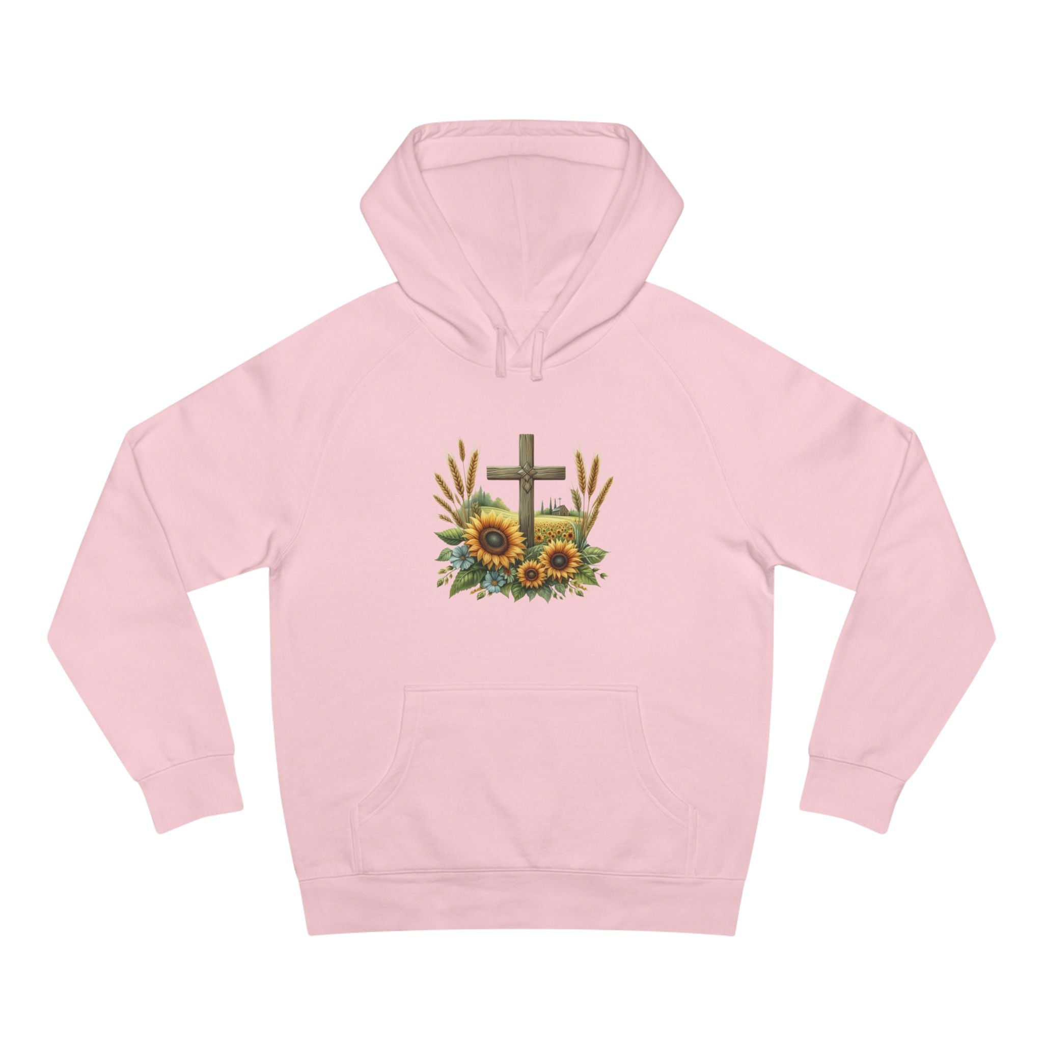 Sunflower Cross Hoodie — Christian Faith Floral Pullover