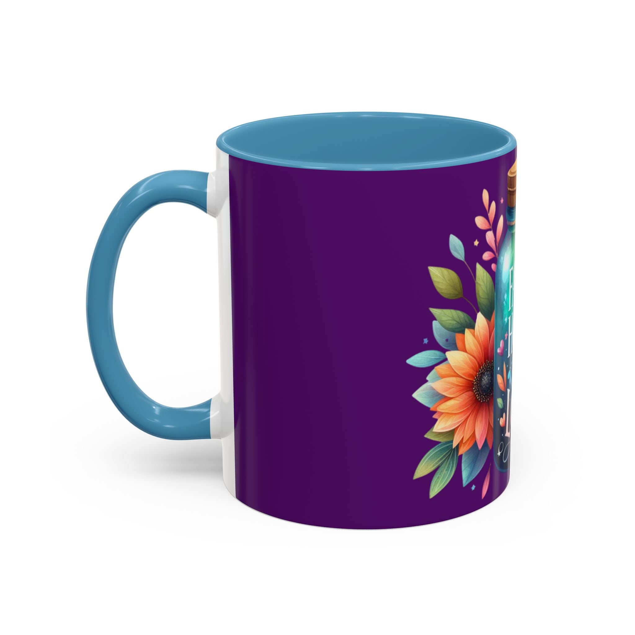 Faith Hope Love Accent Coffee Mug — Floral Jar Design (11/15 oz)