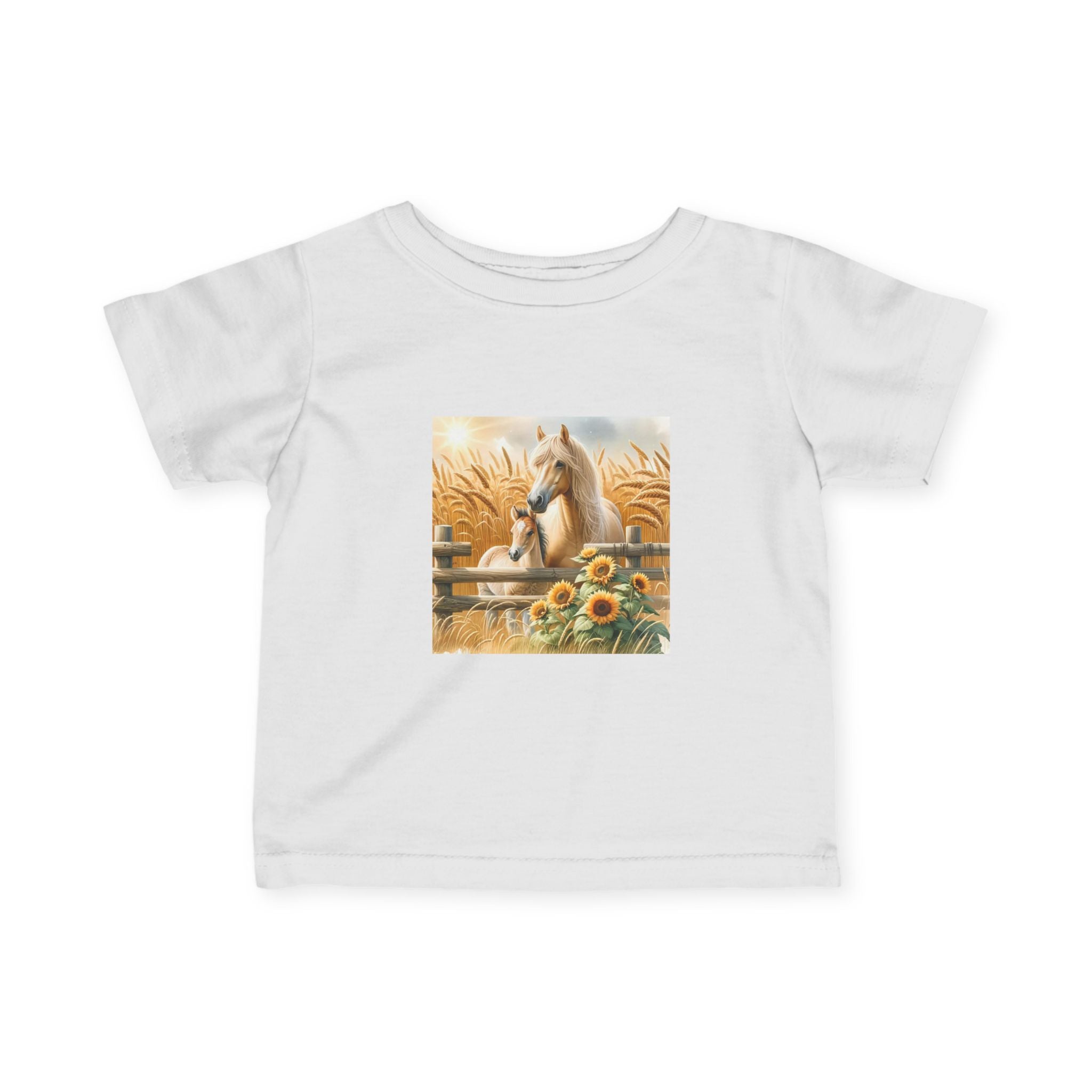 Infant Tee — Rustic Horse & Sunflower Farmyard Design
