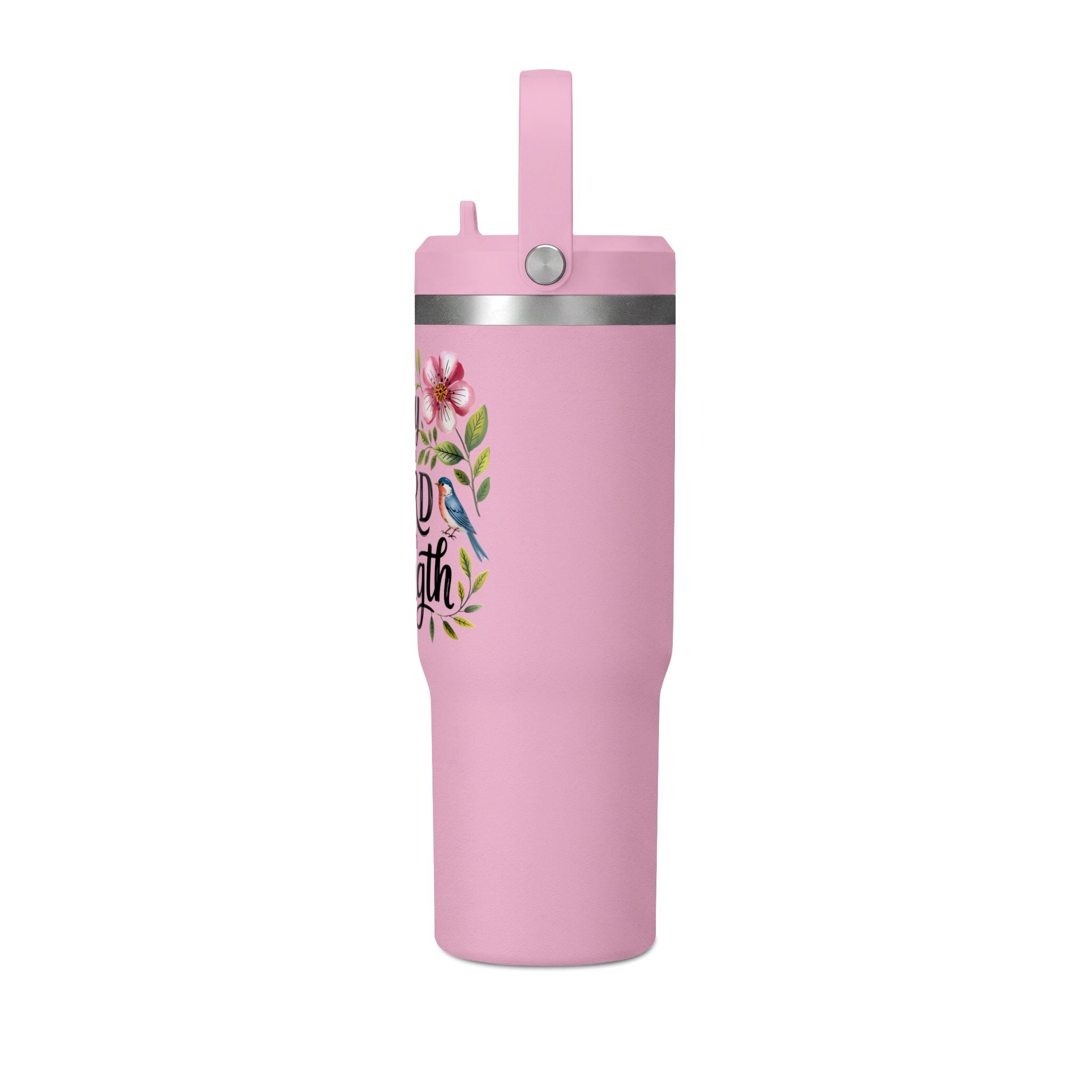 Nomad Tumbler 32oz – “The Joy of the Lord Is Your Strength” Floral Insulated Travel Mug