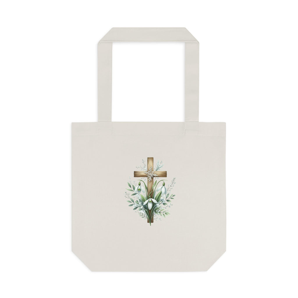 Floral Cross Cotton Tote Bag – Easter Faith Reusable Market Bag