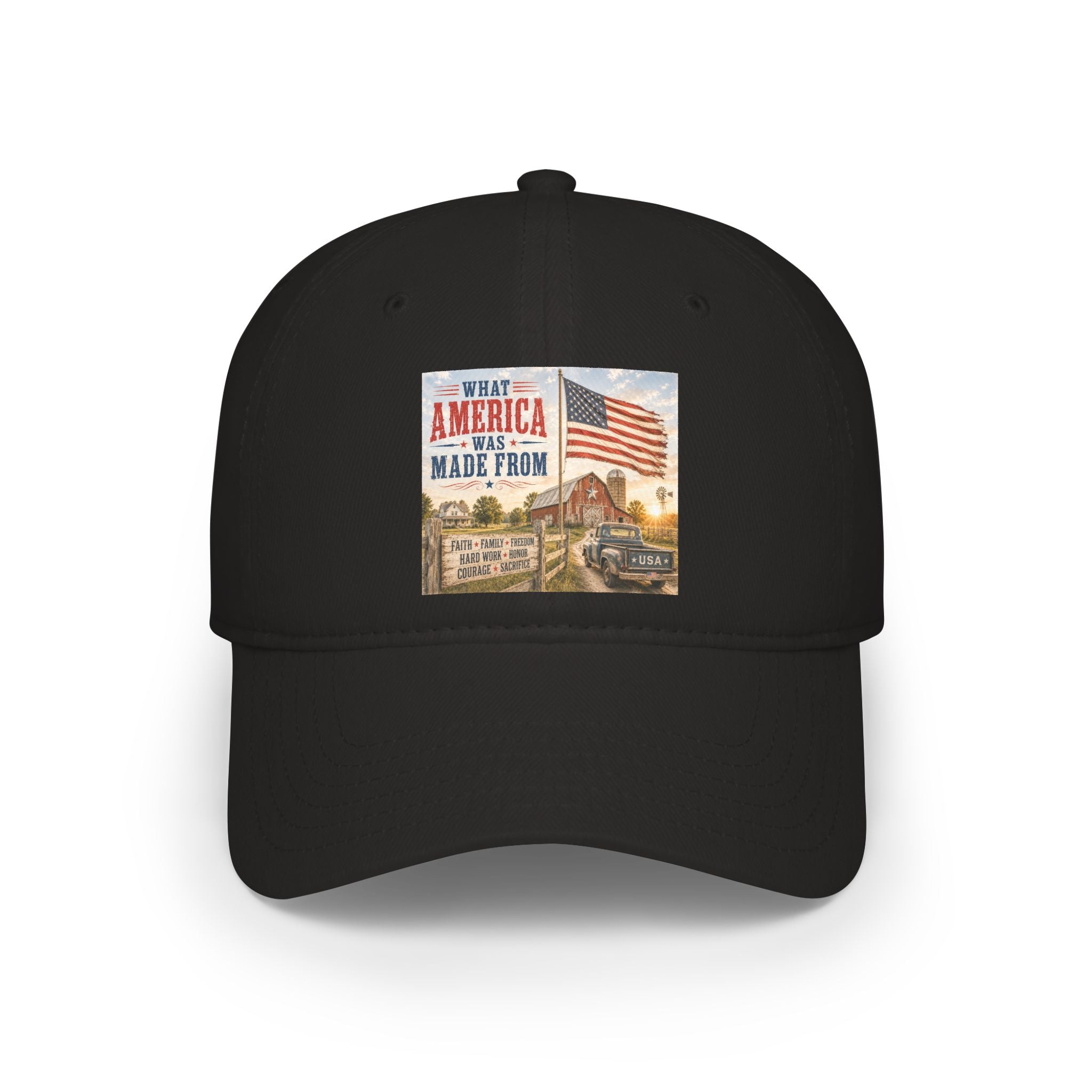 Baseball Cap — "What America Was Made From" Vintage Flag Patriotic Hat