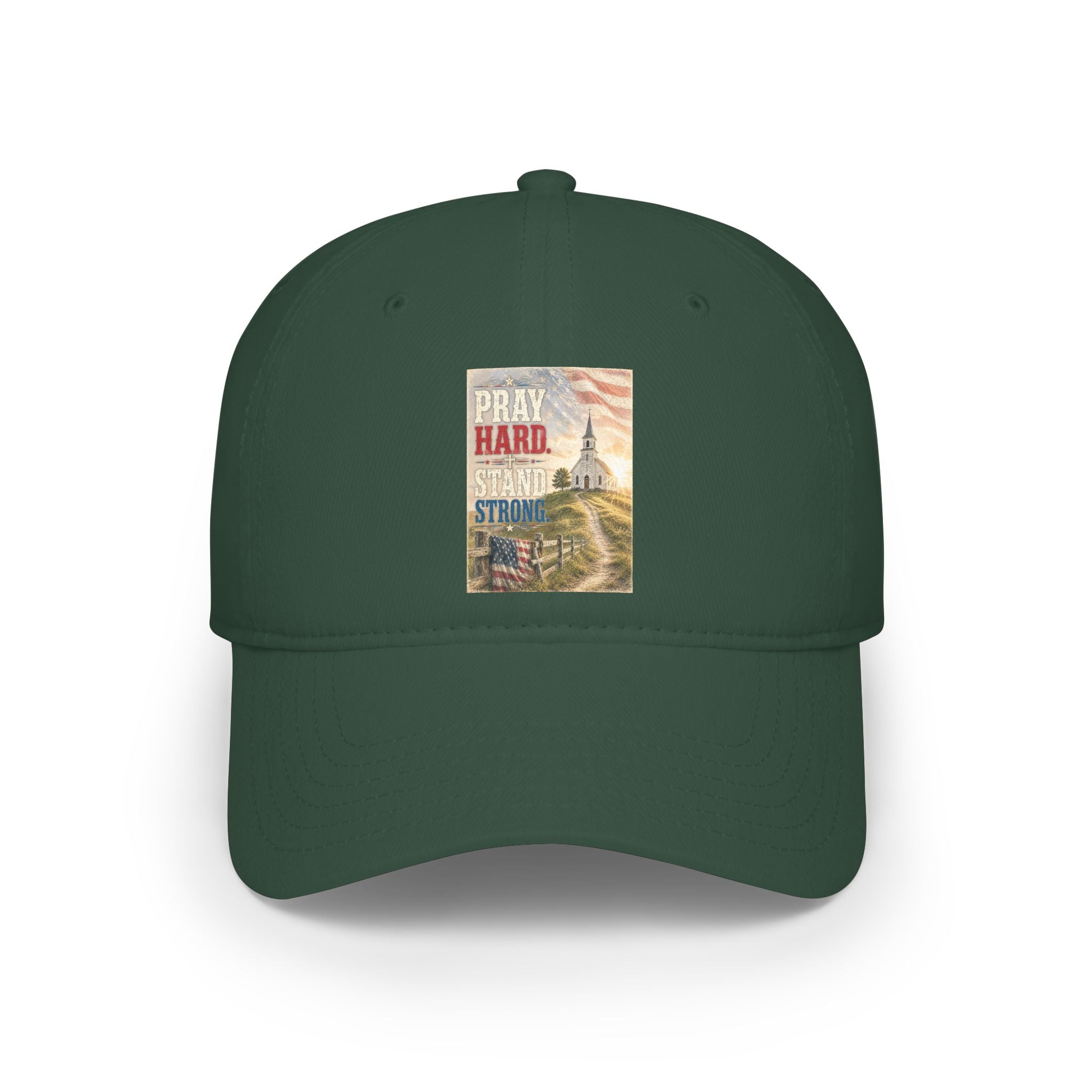 Patriotic 'Pray Hard, Stand Strong' Baseball Cap