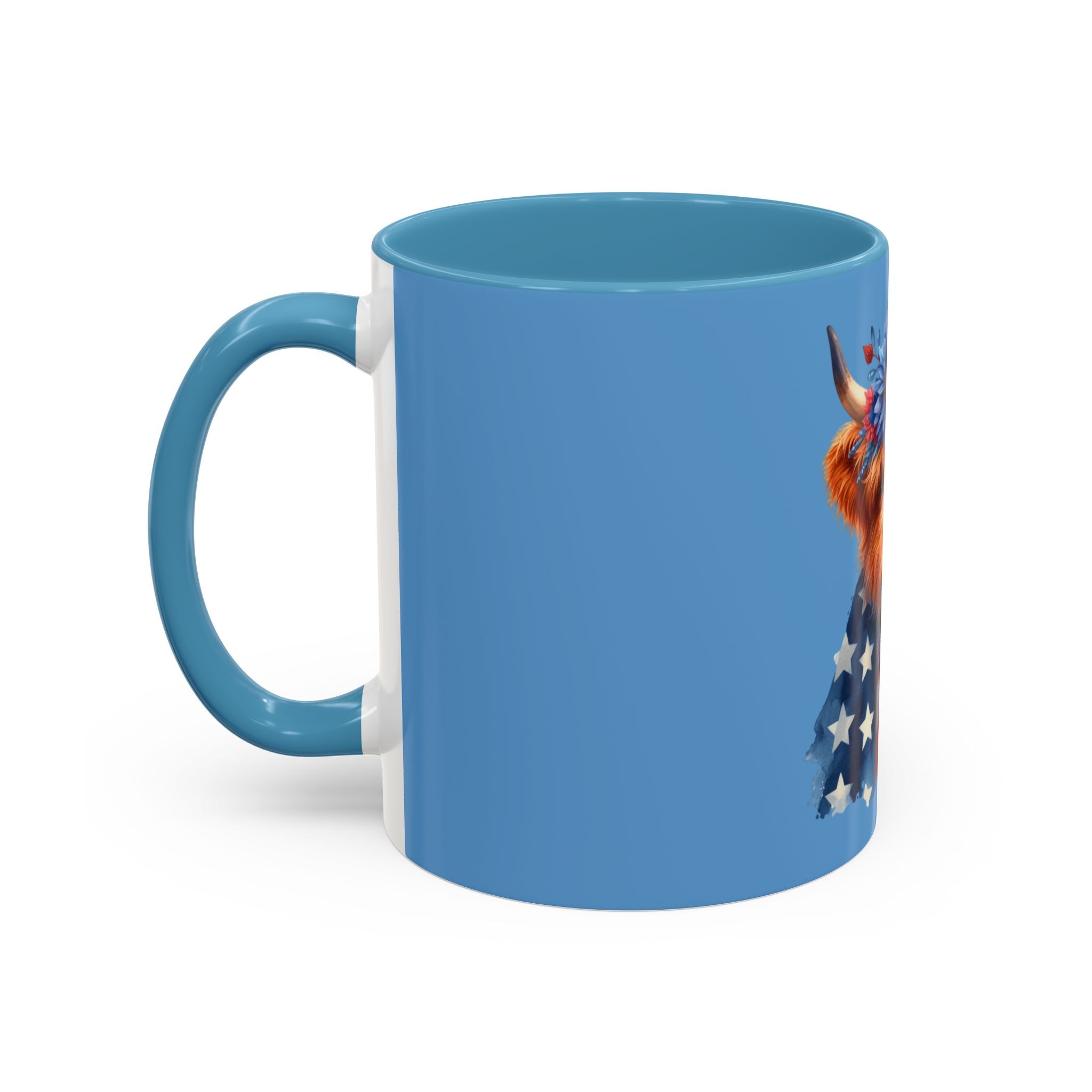 Patriotic Highland Cow Accent Coffee Mug – 11/15oz