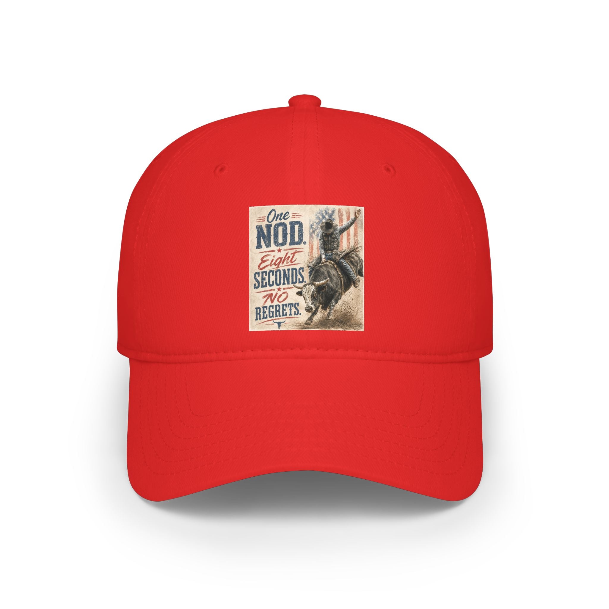 Low Profile Baseball Cap - 'One Nod Eight Seconds No Regrets' Bull Rider Rodeo Hat