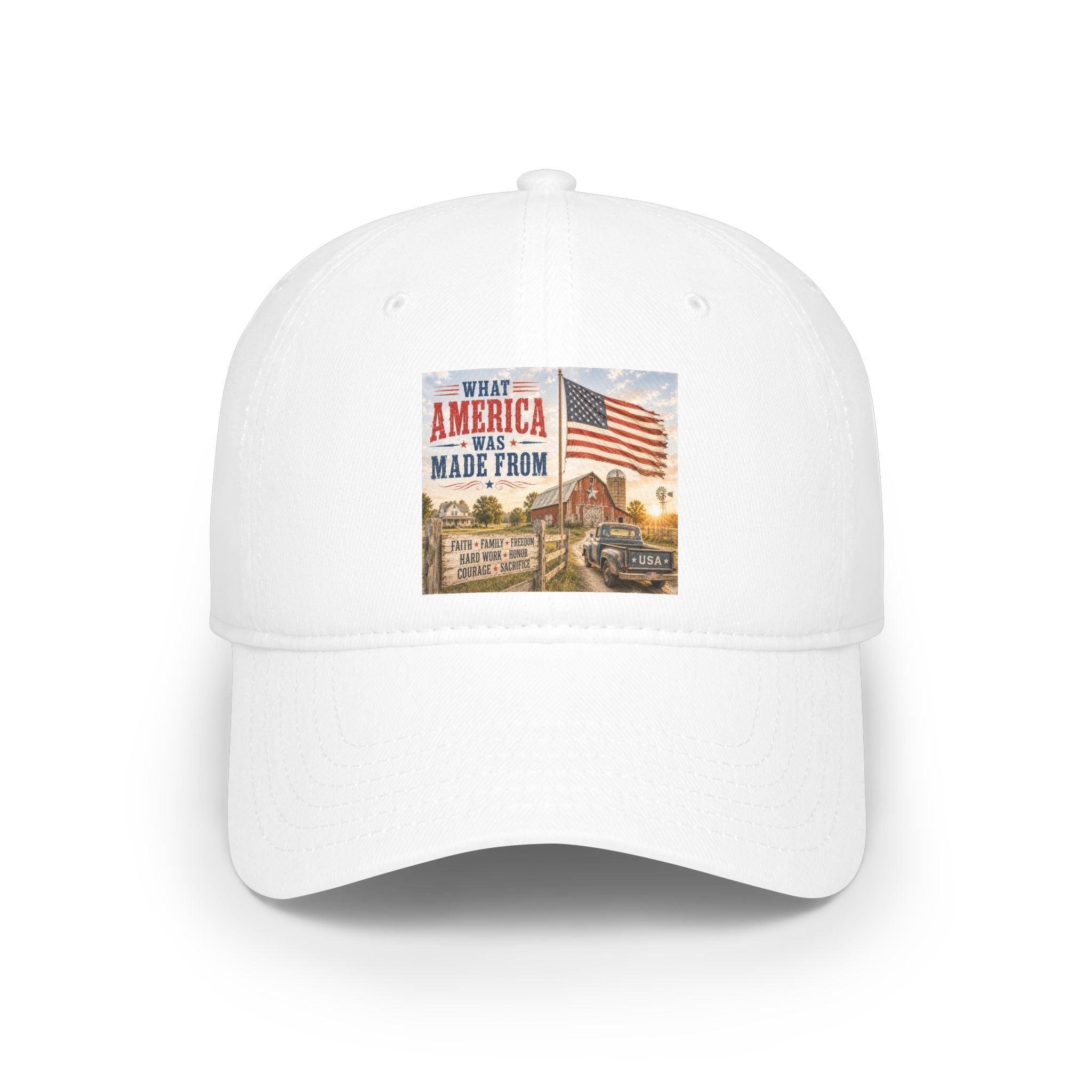 Baseball Cap — "What America Was Made From" Vintage Flag Patriotic Hat