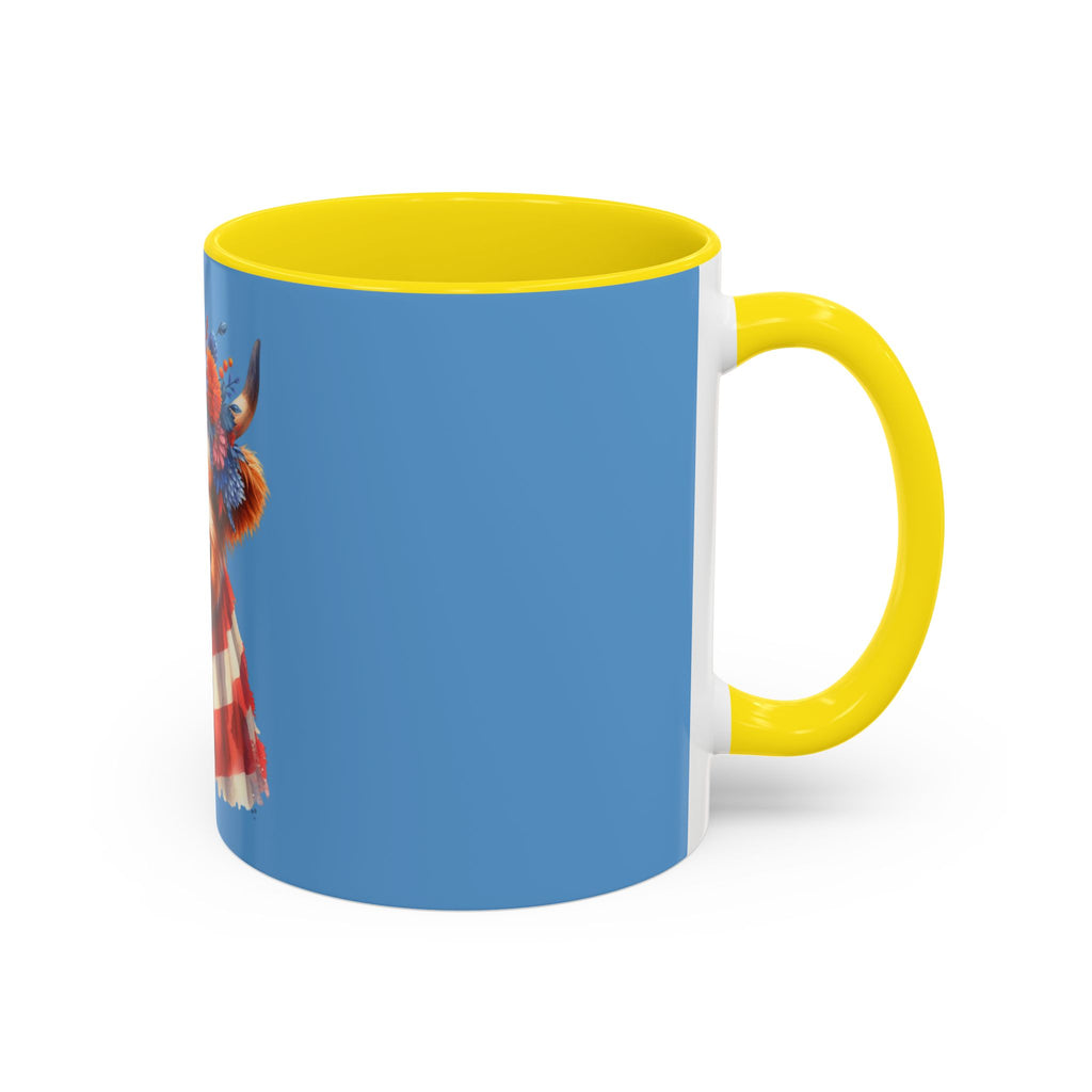 Patriotic Highland Cow Accent Coffee Mug – 11/15oz