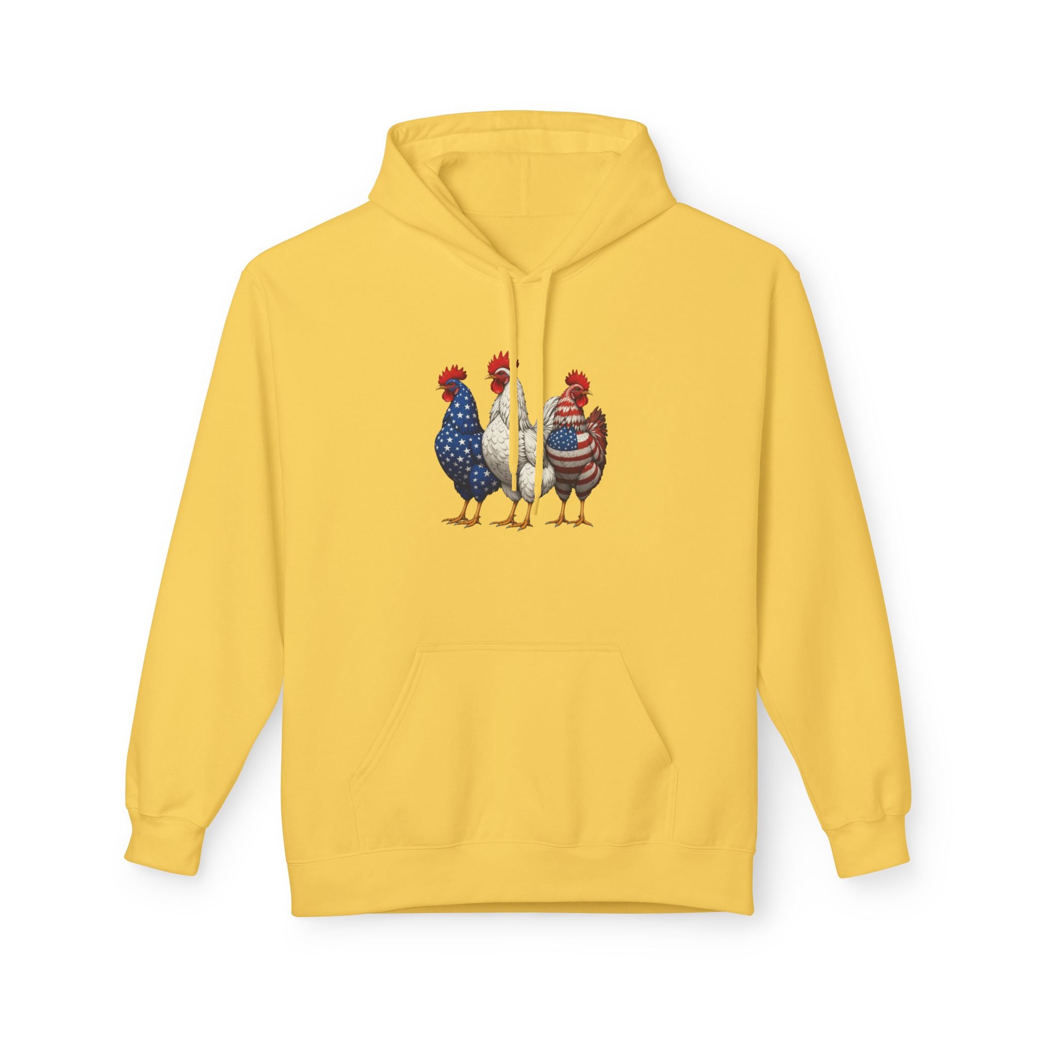 Patriotic Rooster Hoodie — Americana Farmhouse Chickens Pullover