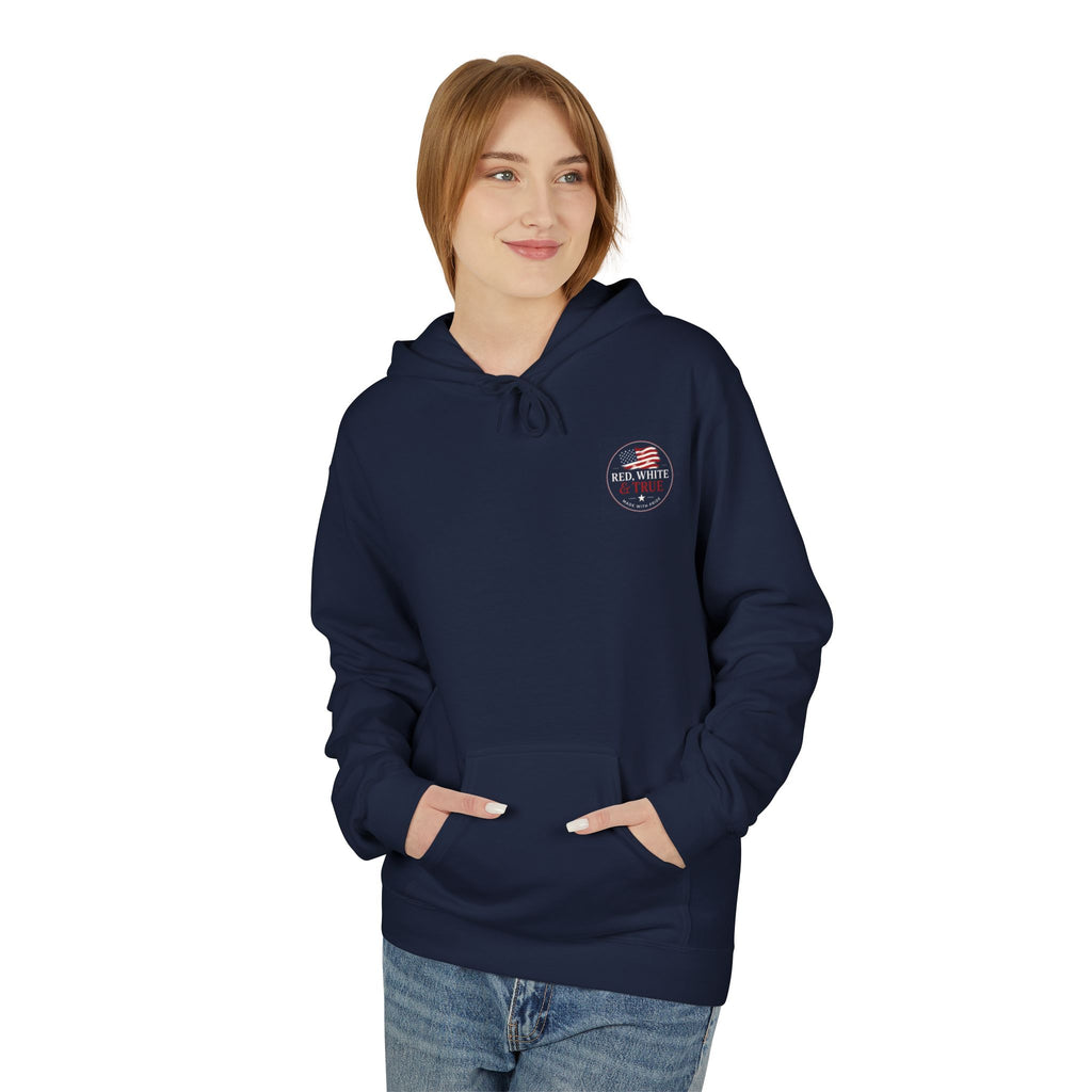 Red White & True Hoodie — Patriotic Cross Sunset Pullover