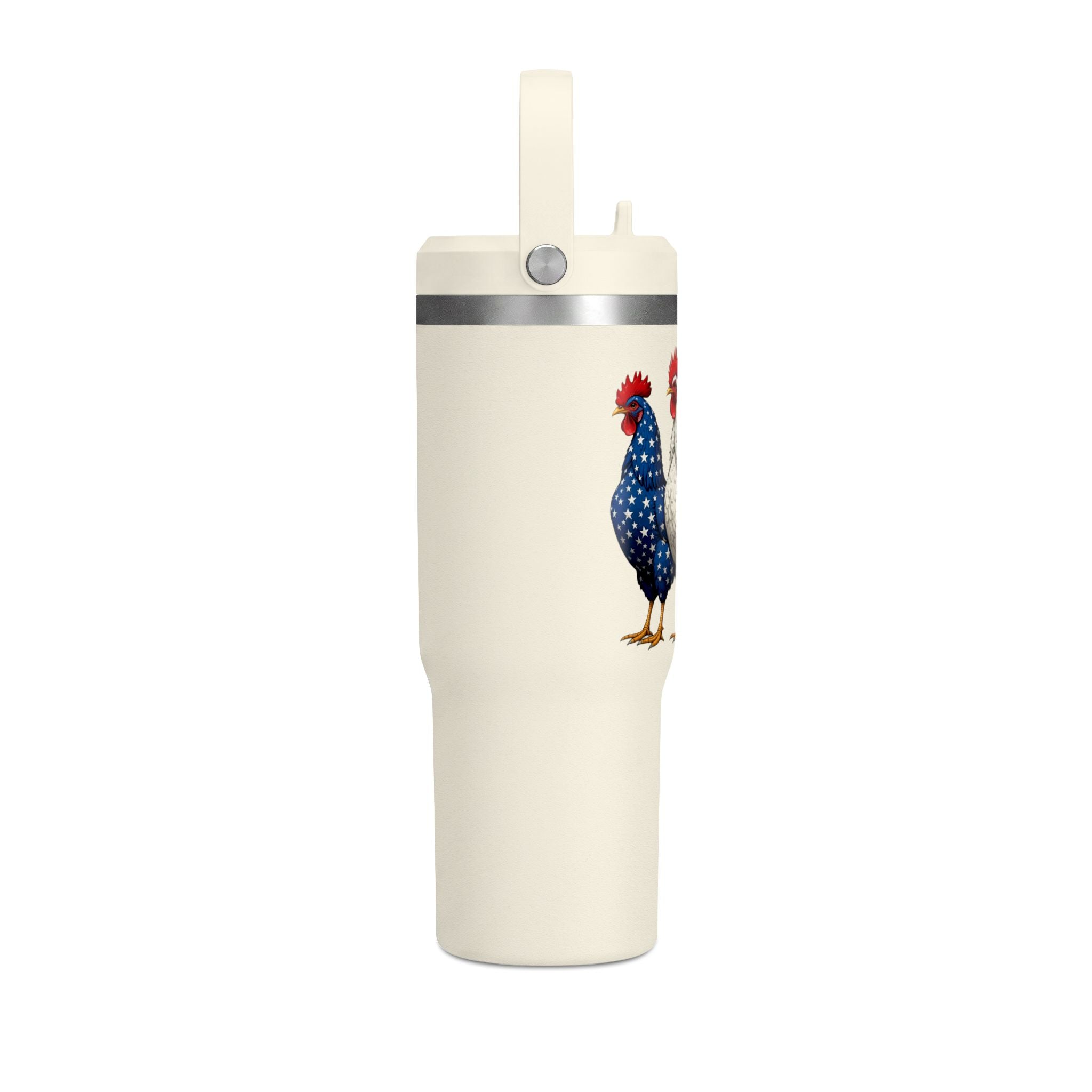 Patriotic Rooster 32oz Tumbler – American Flag Farmhouse Travel Cup