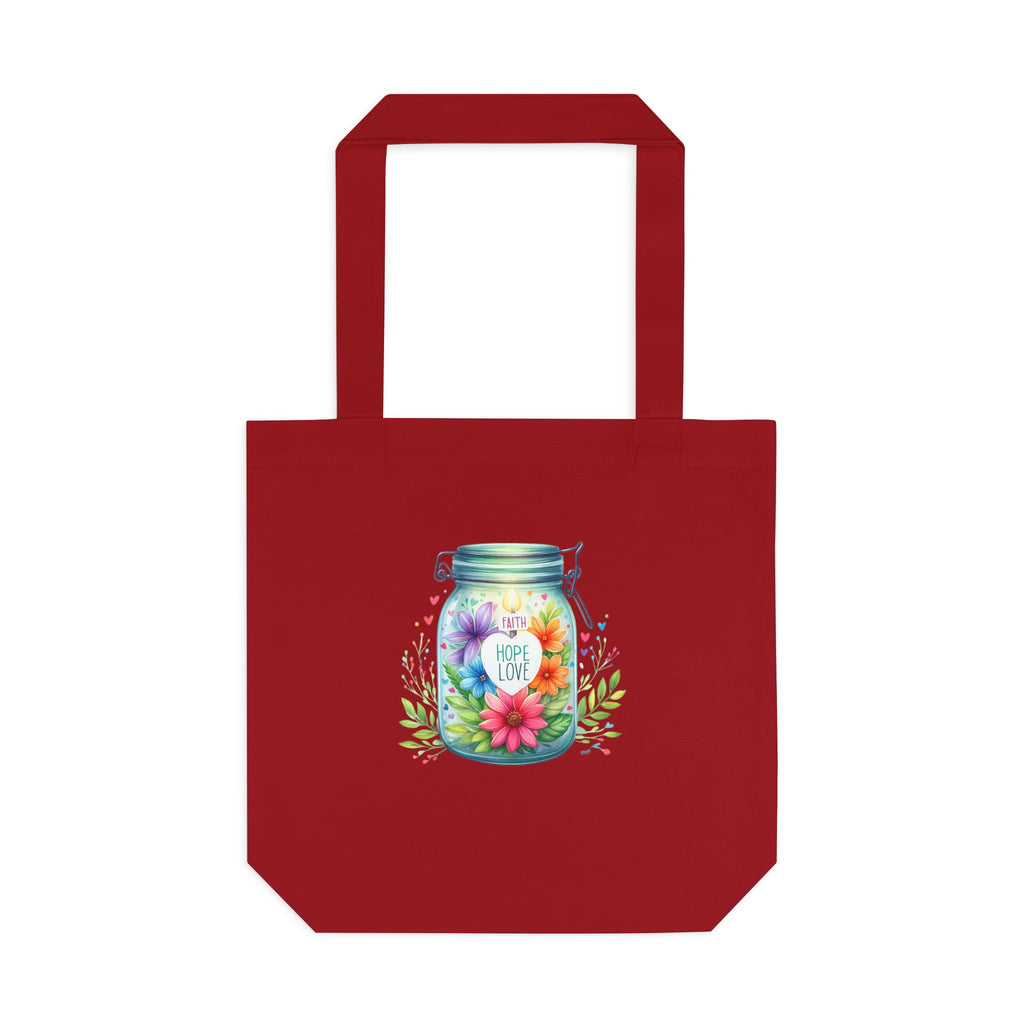 Tote Bag — "Hope Lights the Way" Mason Jar Floral Design