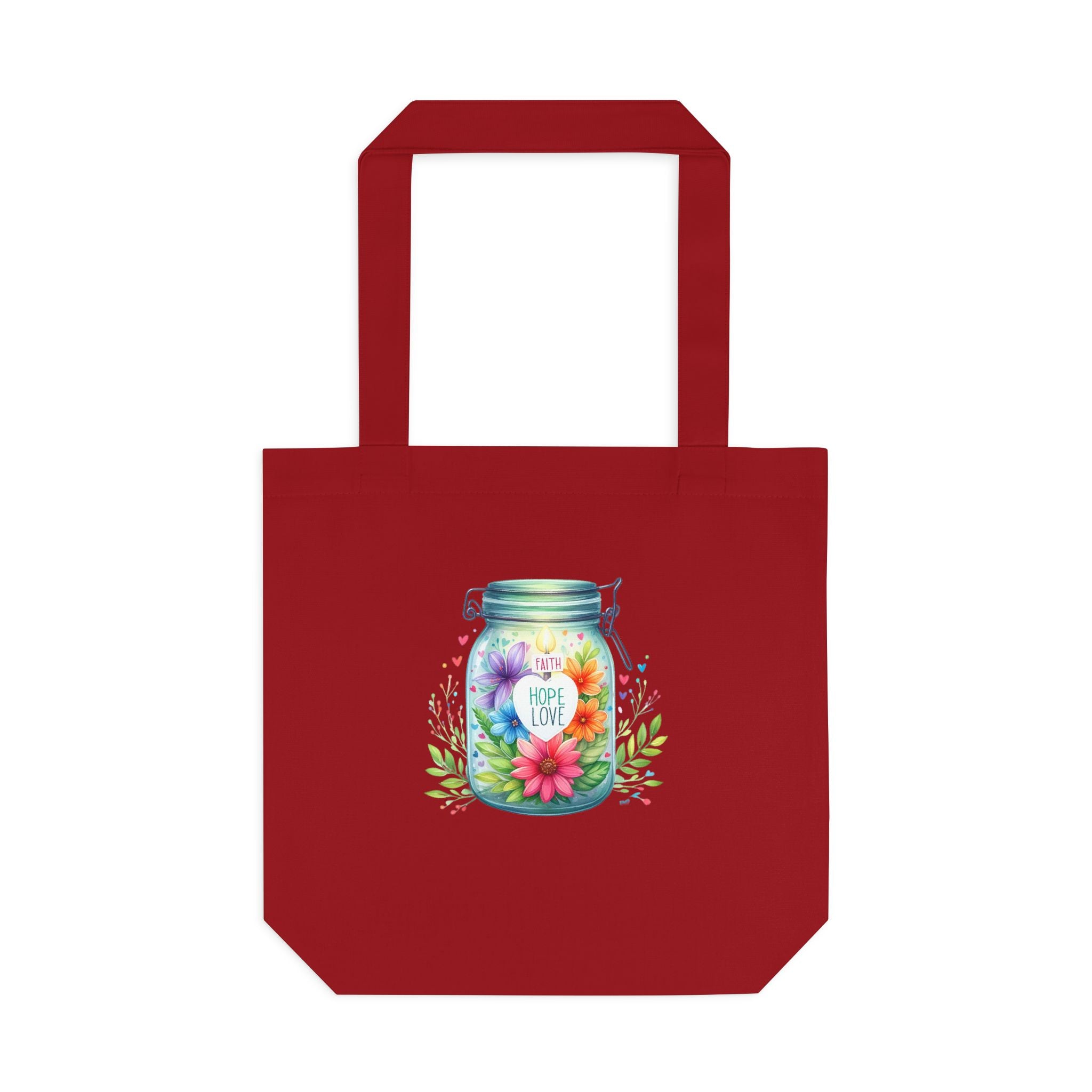 Tote Bag — "Hope Lights the Way" Mason Jar Floral Design