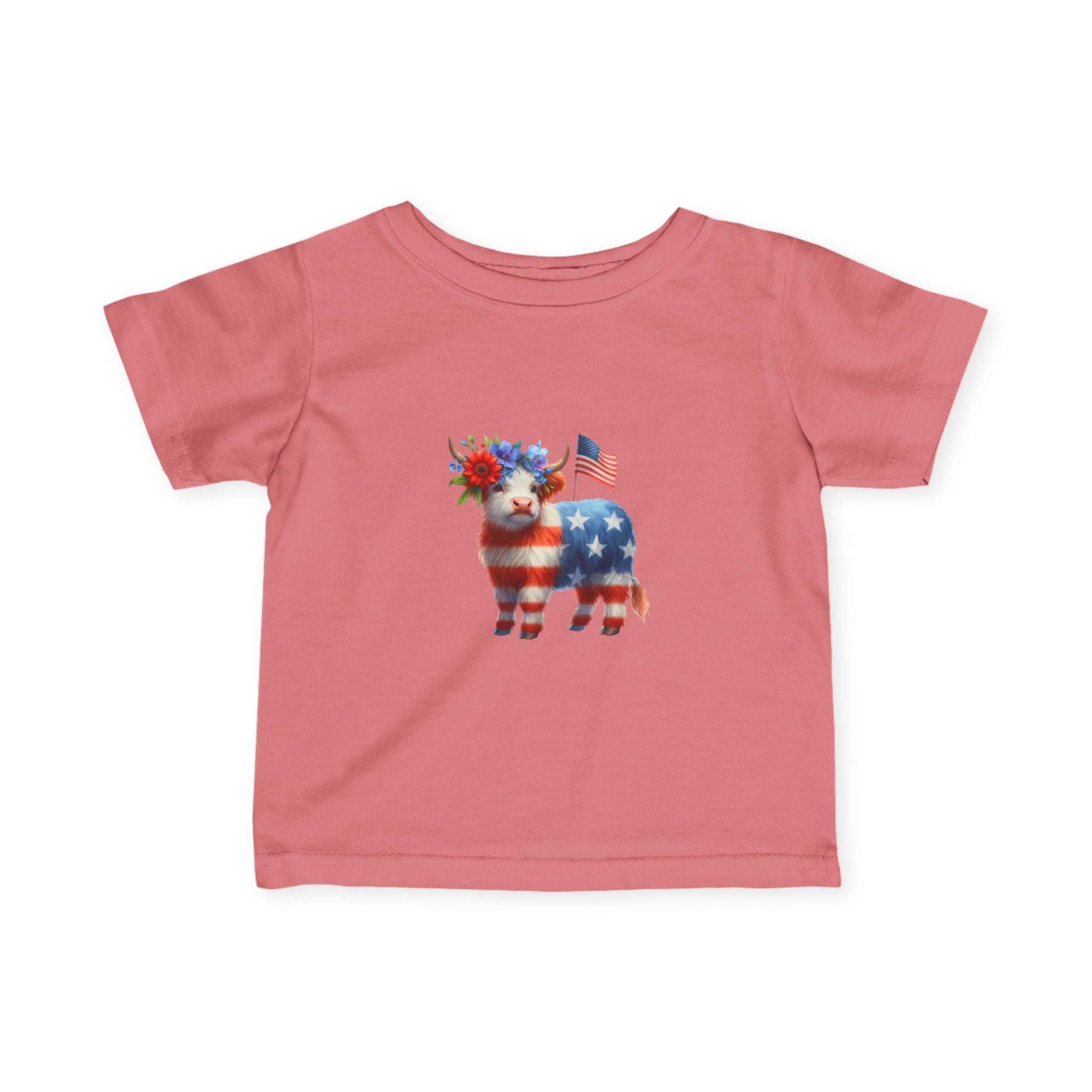 Infant Tee – American Flag Cow Baby Shirt (Patriotic Fourth of July)