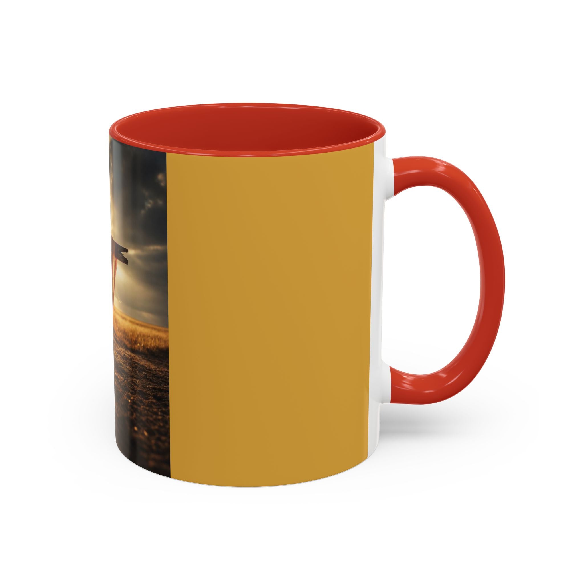 Patriotic Cross Coffee Mug — American Flag Sunrise Accent Mug (11/15oz)