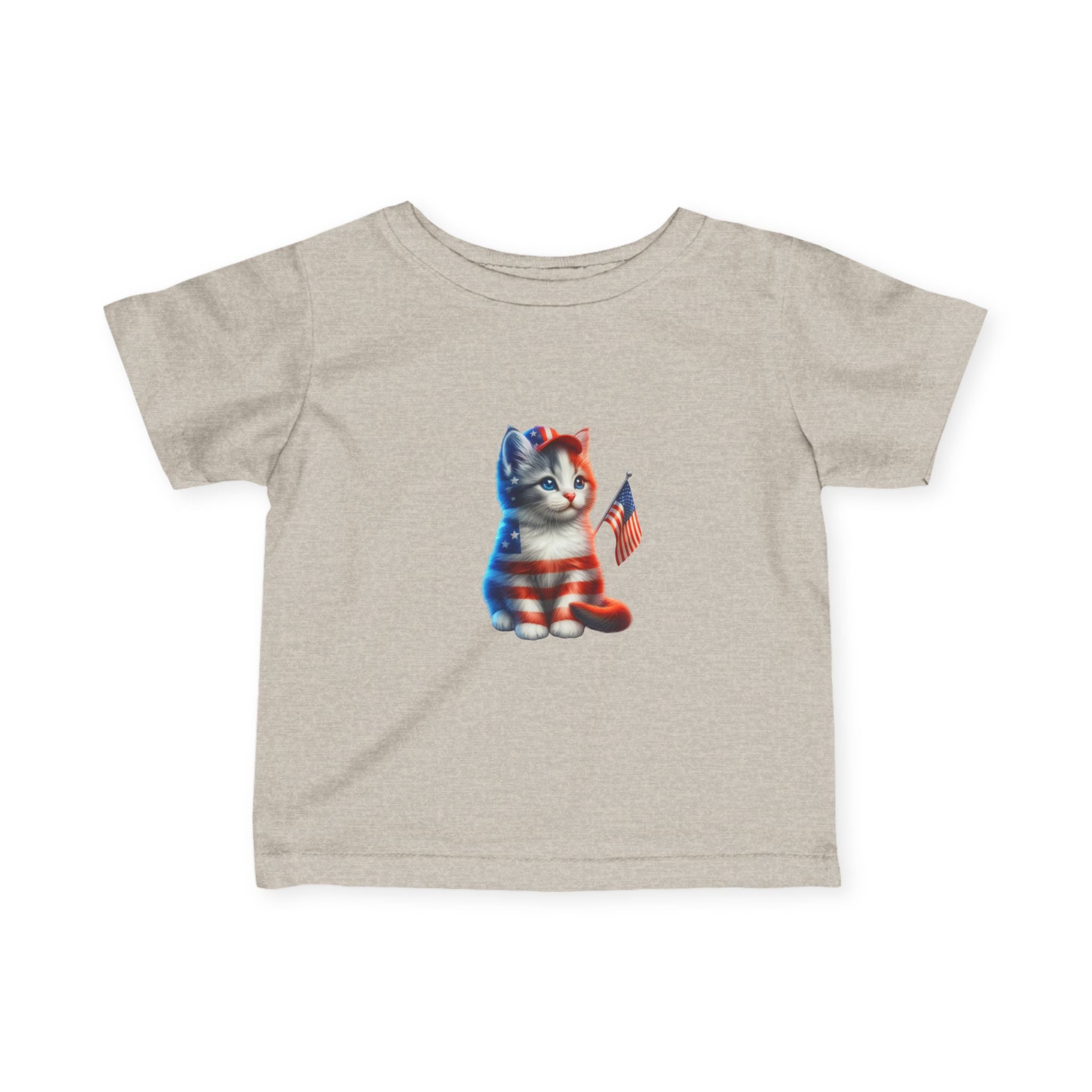 Infant Tee — Patriotic American Flag Kitten Graphic