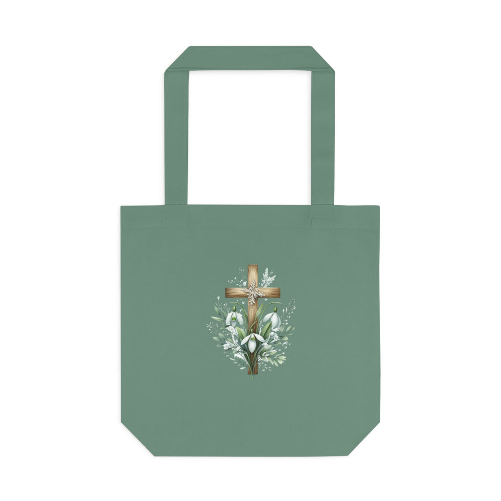 Floral Cross Cotton Tote Bag – Easter Faith Reusable Market Bag