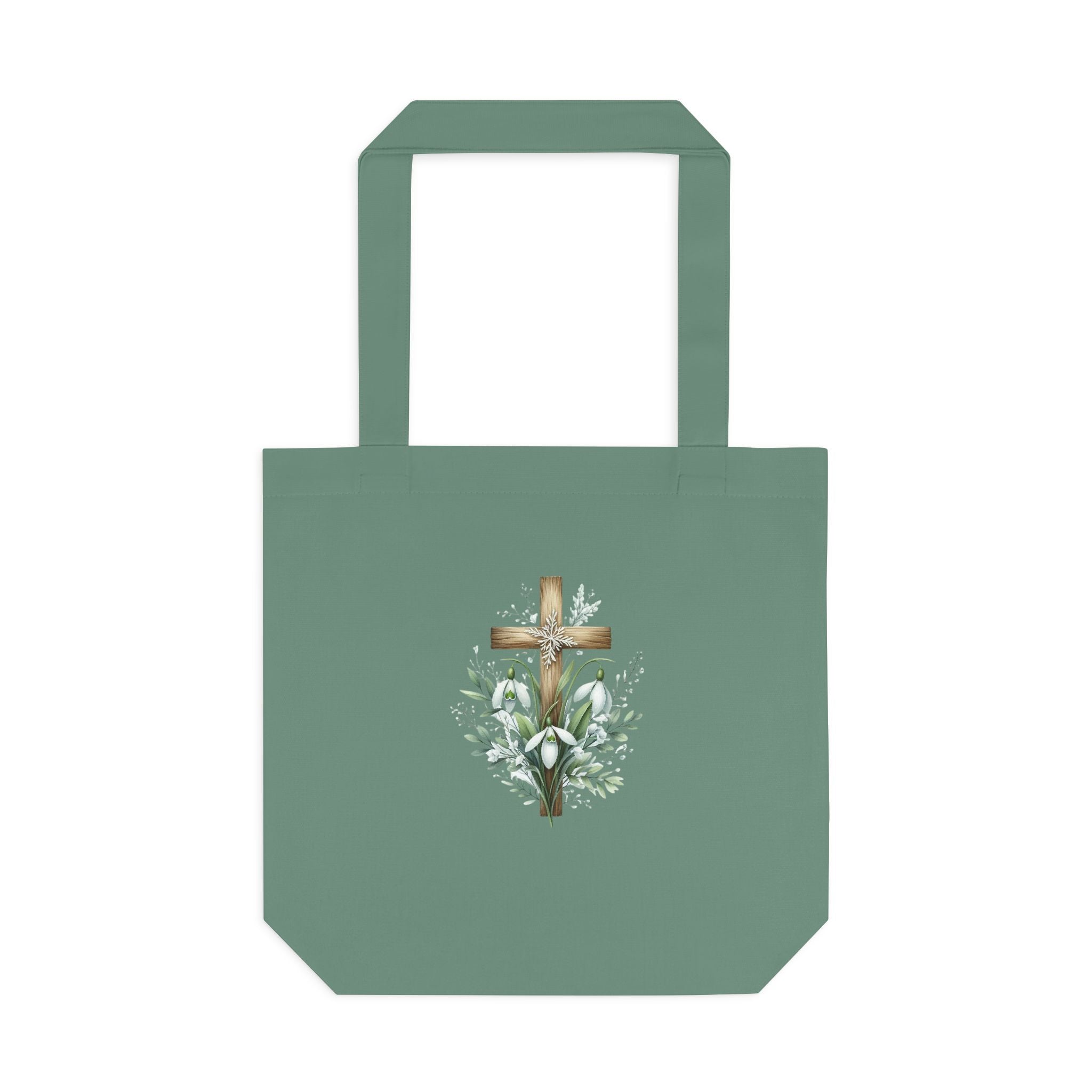 Floral Cross Cotton Tote Bag – Easter Faith Reusable Market Bag