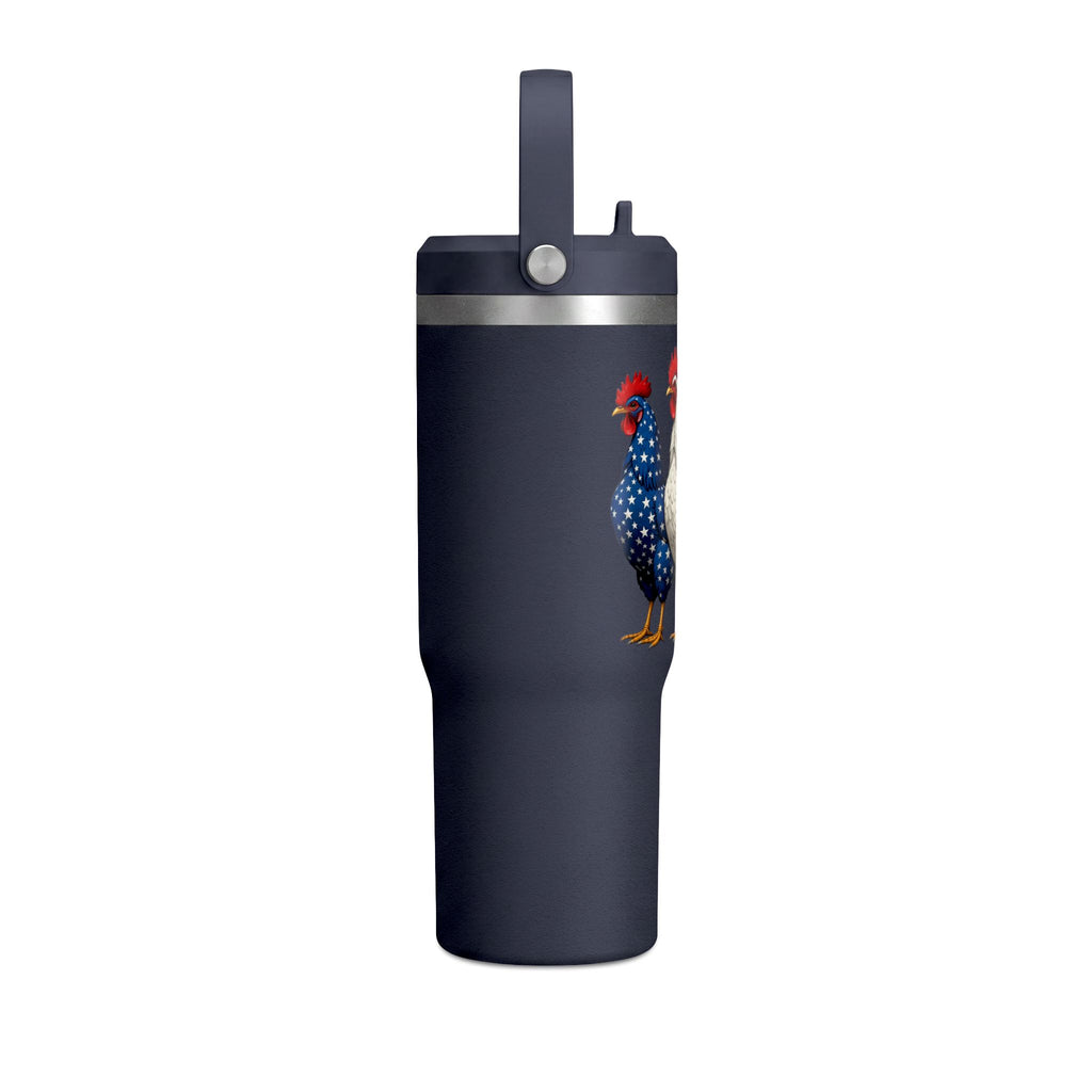 Patriotic Rooster 32oz Tumbler – American Flag Farmhouse Travel Cup