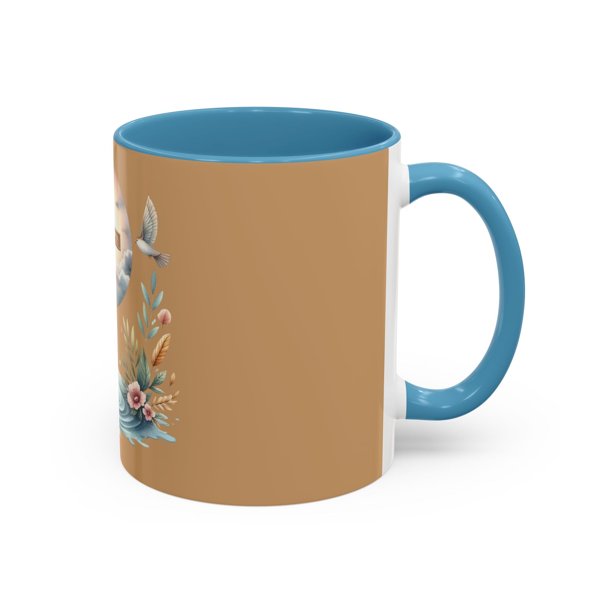 Christian Cross Accent Coffee Mug — Faith, Doves & Floral Baptism Gift (11/15oz)