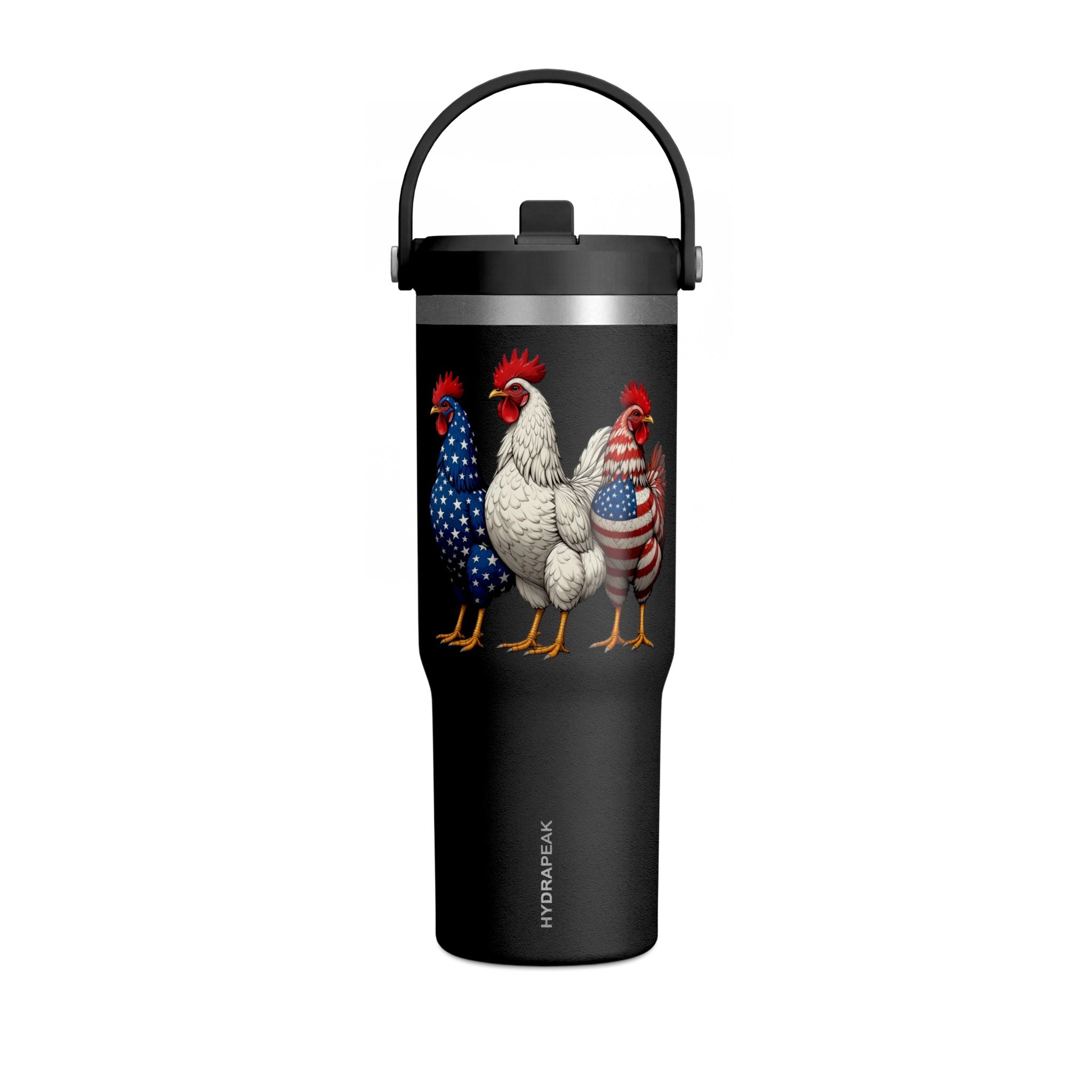Patriotic Rooster 32oz Tumbler – American Flag Farmhouse Travel Cup