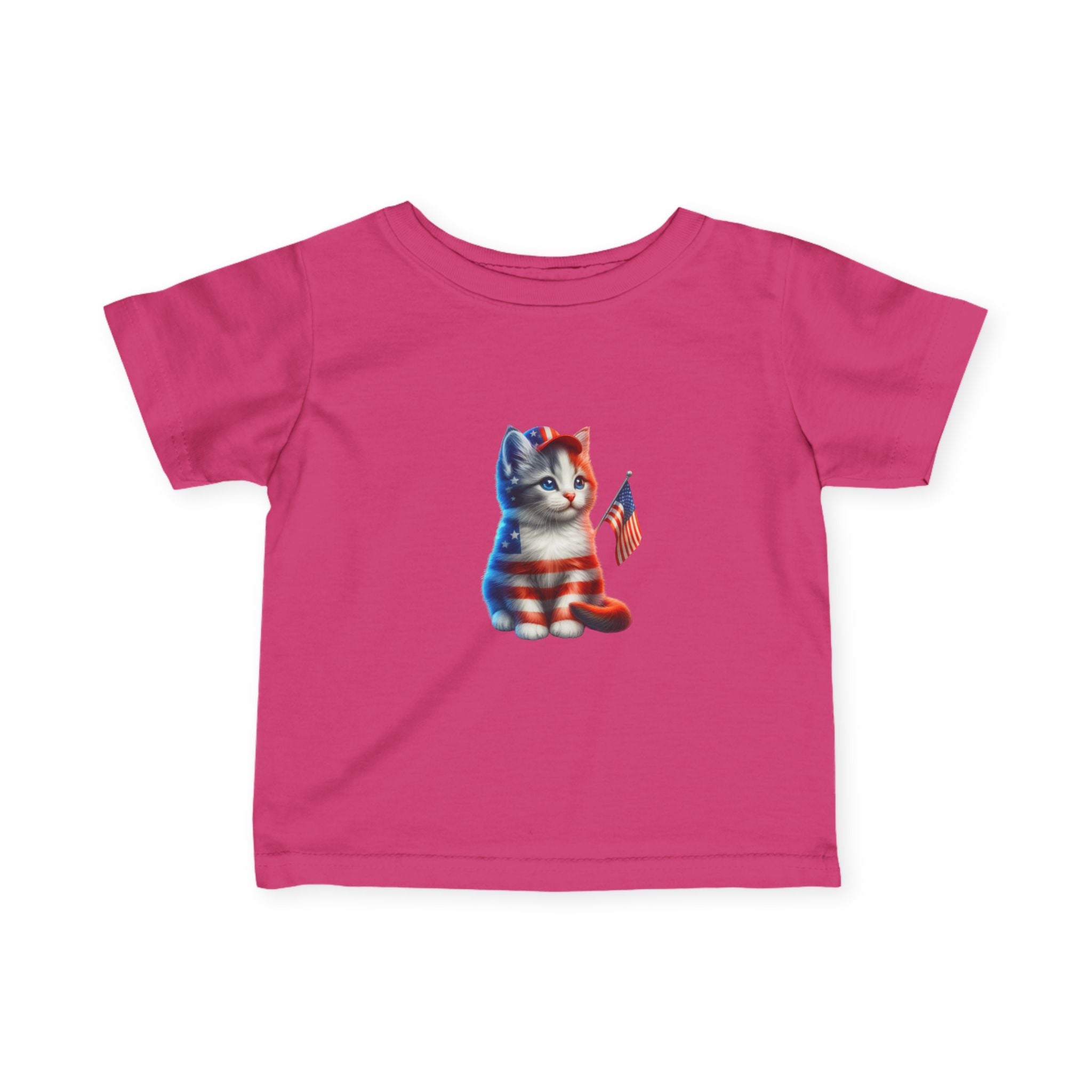 Infant Tee — Patriotic American Flag Kitten Graphic
