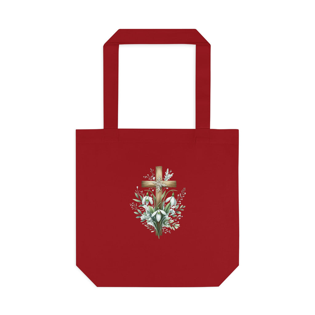 Floral Cross Cotton Tote Bag – Easter Faith Reusable Market Bag