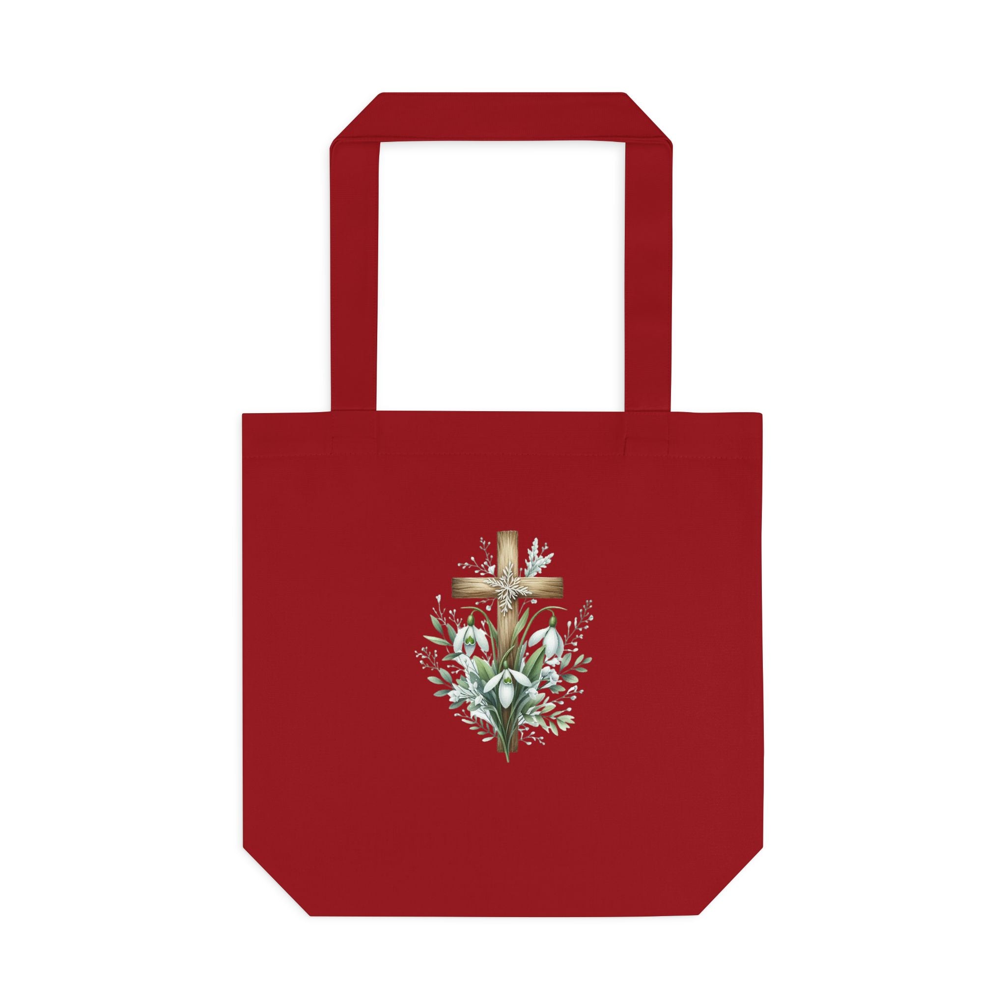 Floral Cross Cotton Tote Bag – Easter Faith Reusable Market Bag