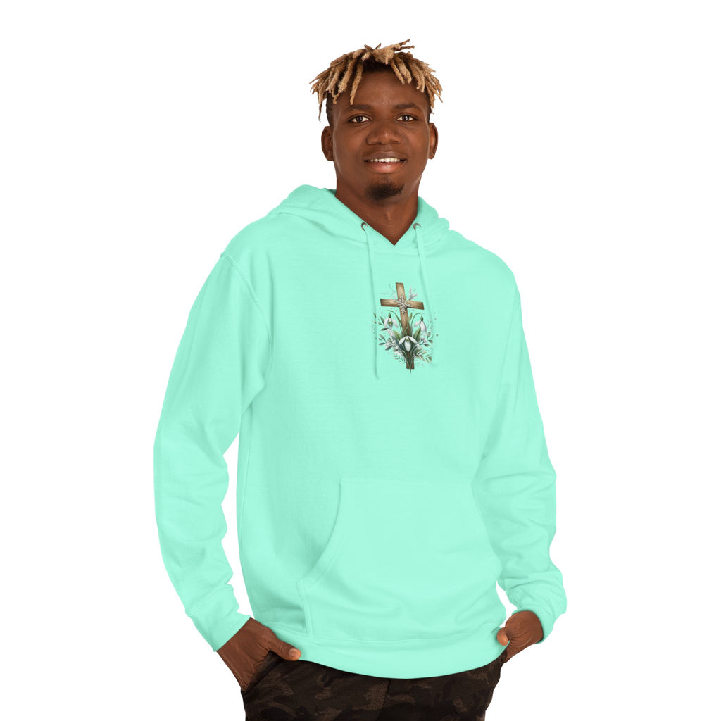 Floral Cross Hoodie – Small Easter Cross Floral Graphic Hooded Sweatshirt