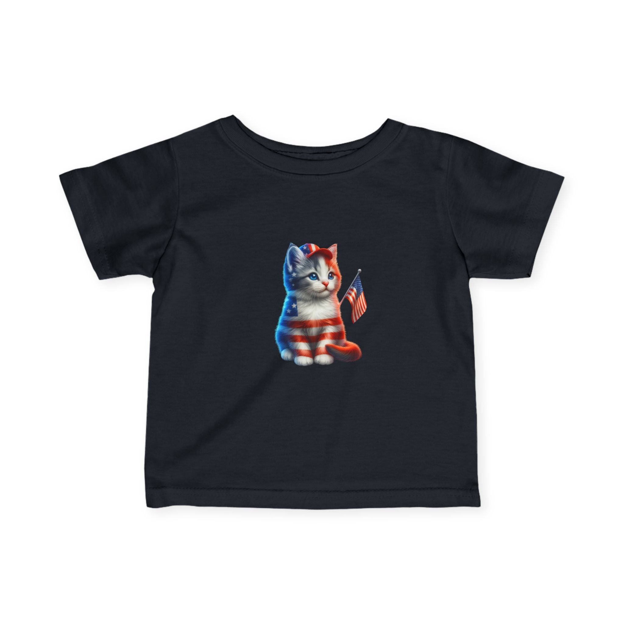 Infant Tee — Patriotic American Flag Kitten Graphic