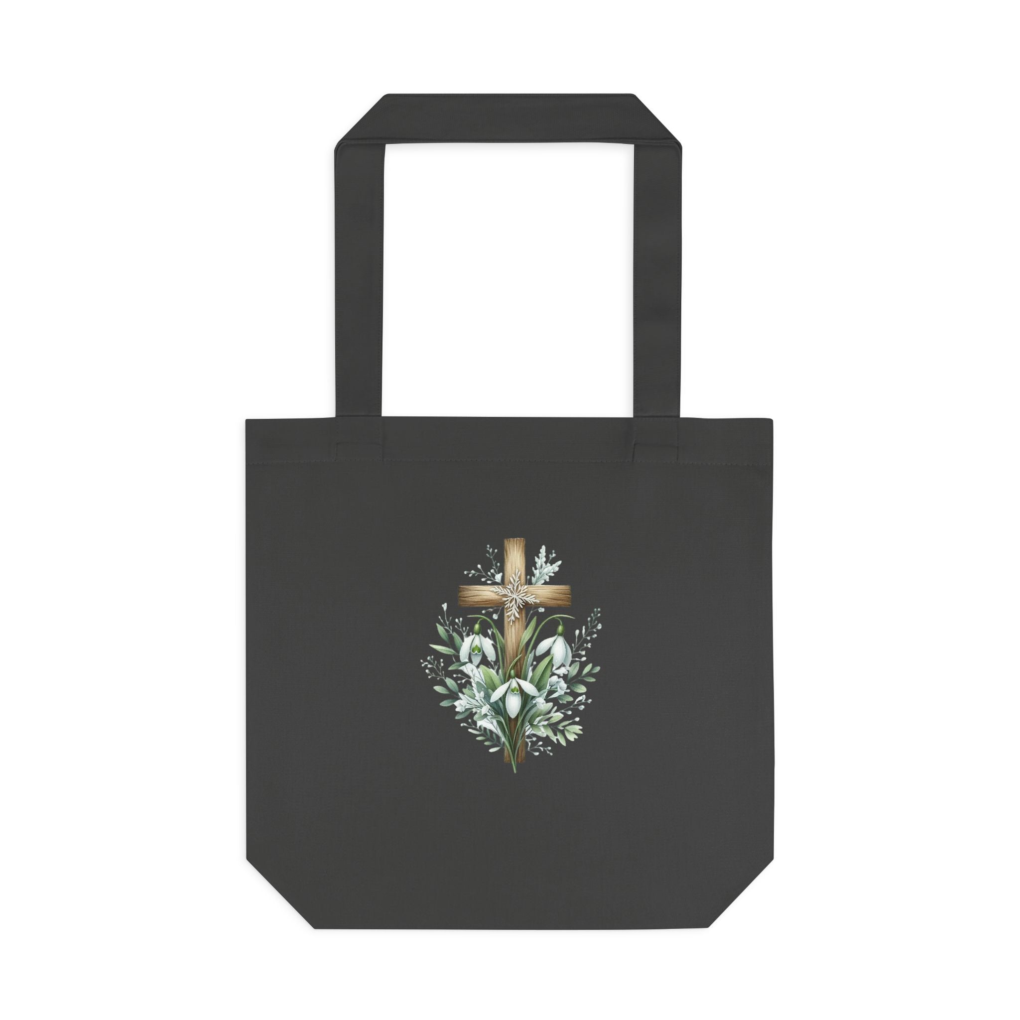 Floral Cross Cotton Tote Bag – Easter Faith Reusable Market Bag