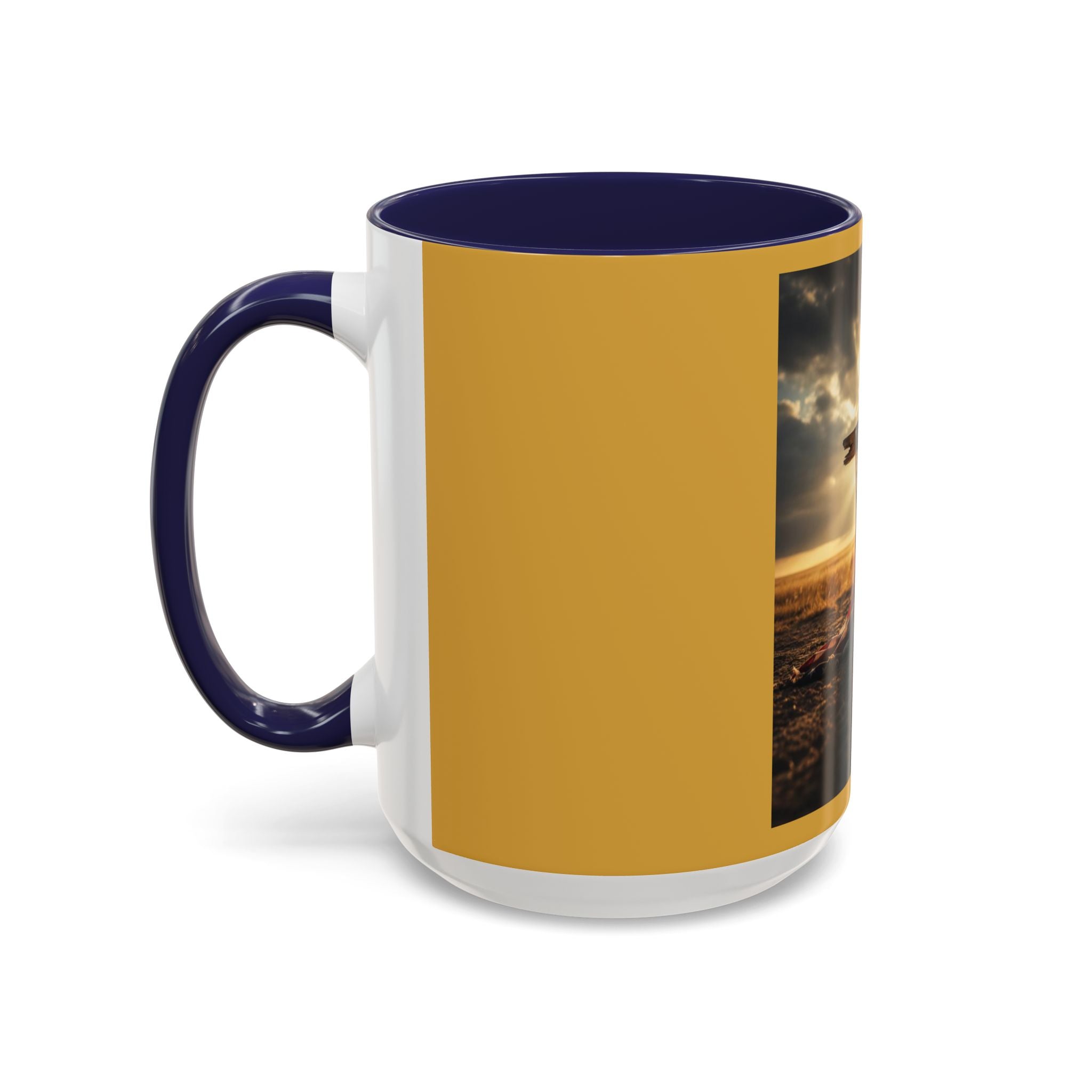 Patriotic Cross Coffee Mug — American Flag Sunrise Accent Mug (11/15oz)