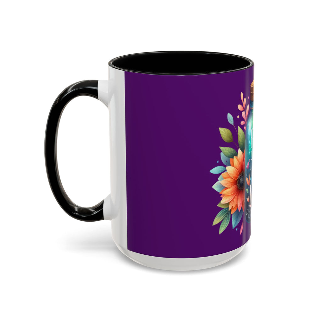 Faith Hope Love Accent Coffee Mug — Floral Jar Design (11/15 oz)