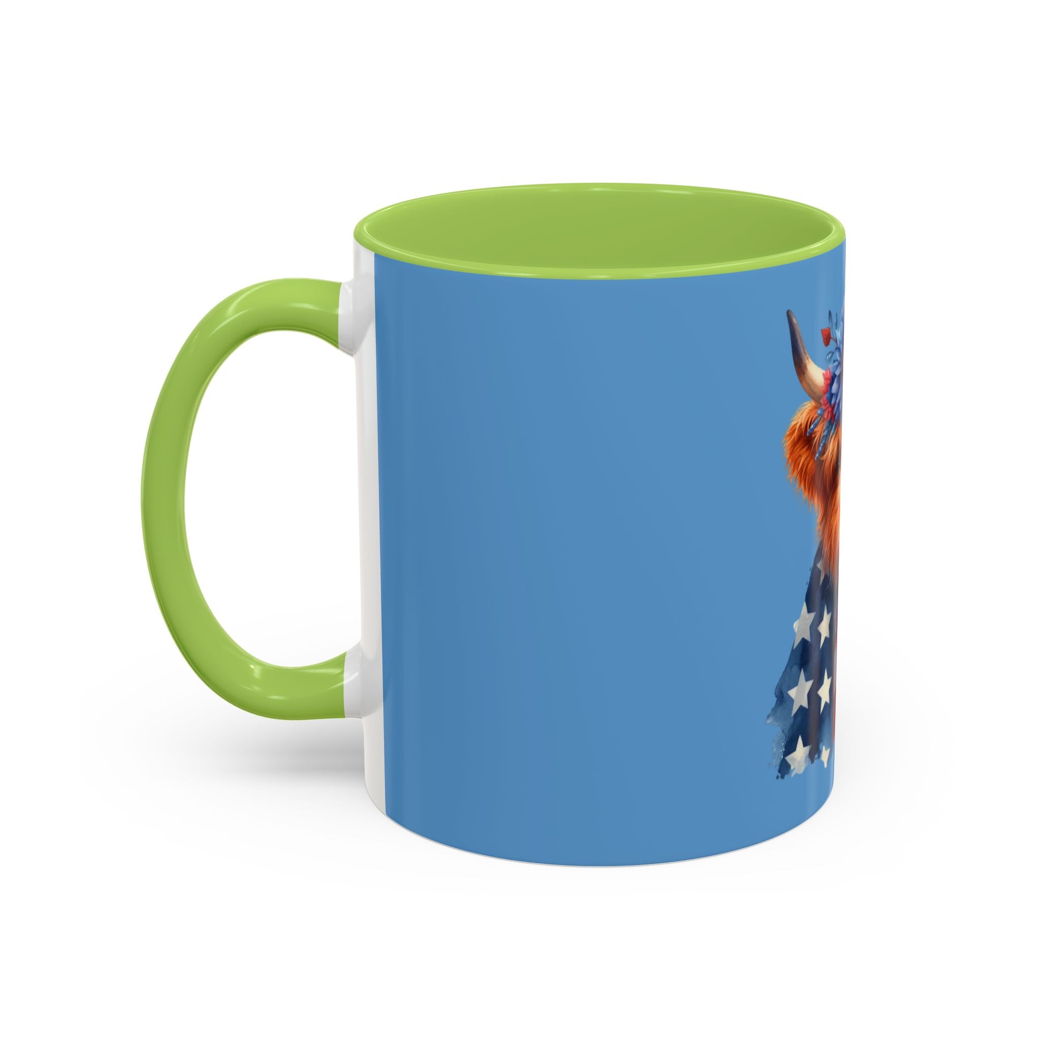 Patriotic Highland Cow Accent Coffee Mug – 11/15oz