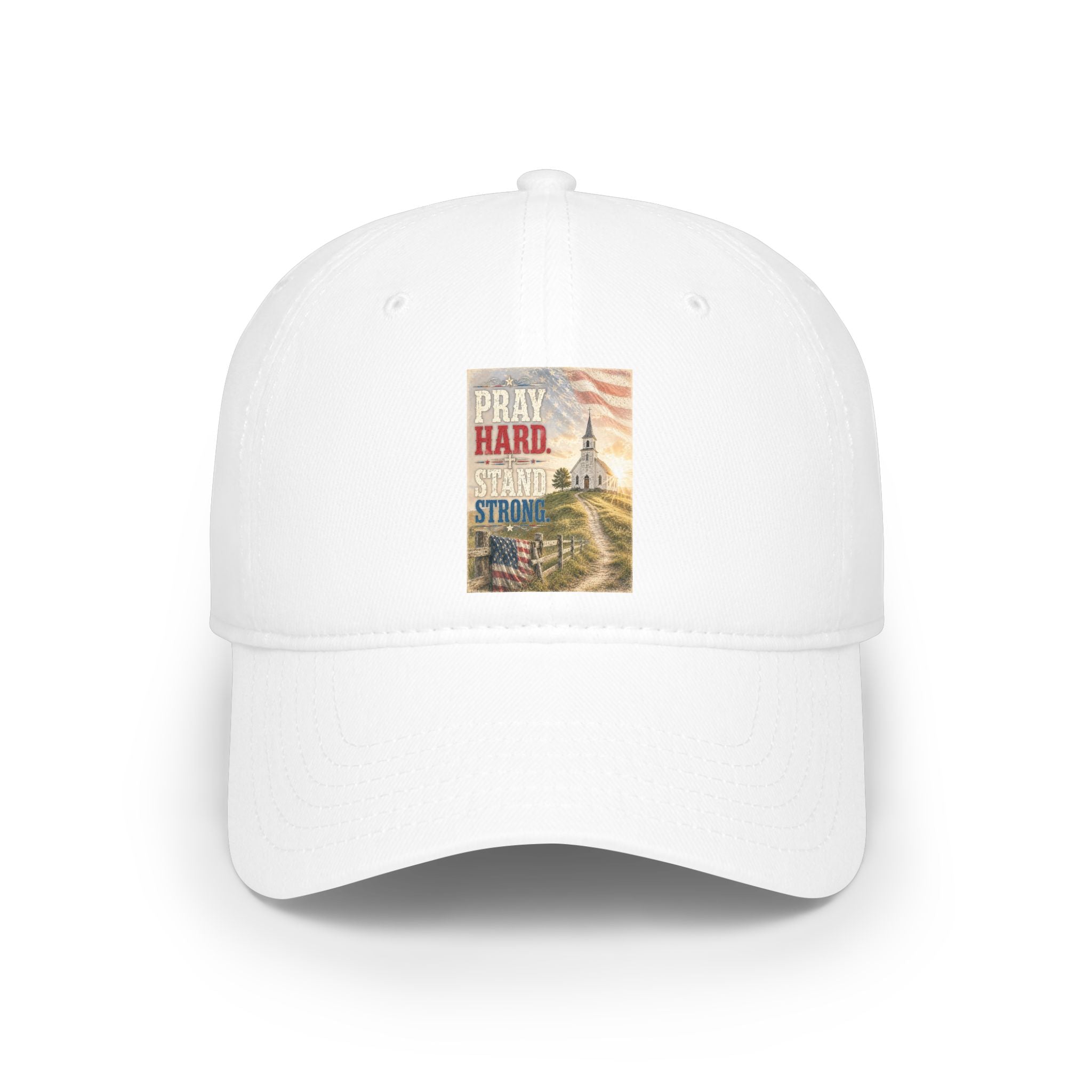Patriotic 'Pray Hard, Stand Strong' Baseball Cap