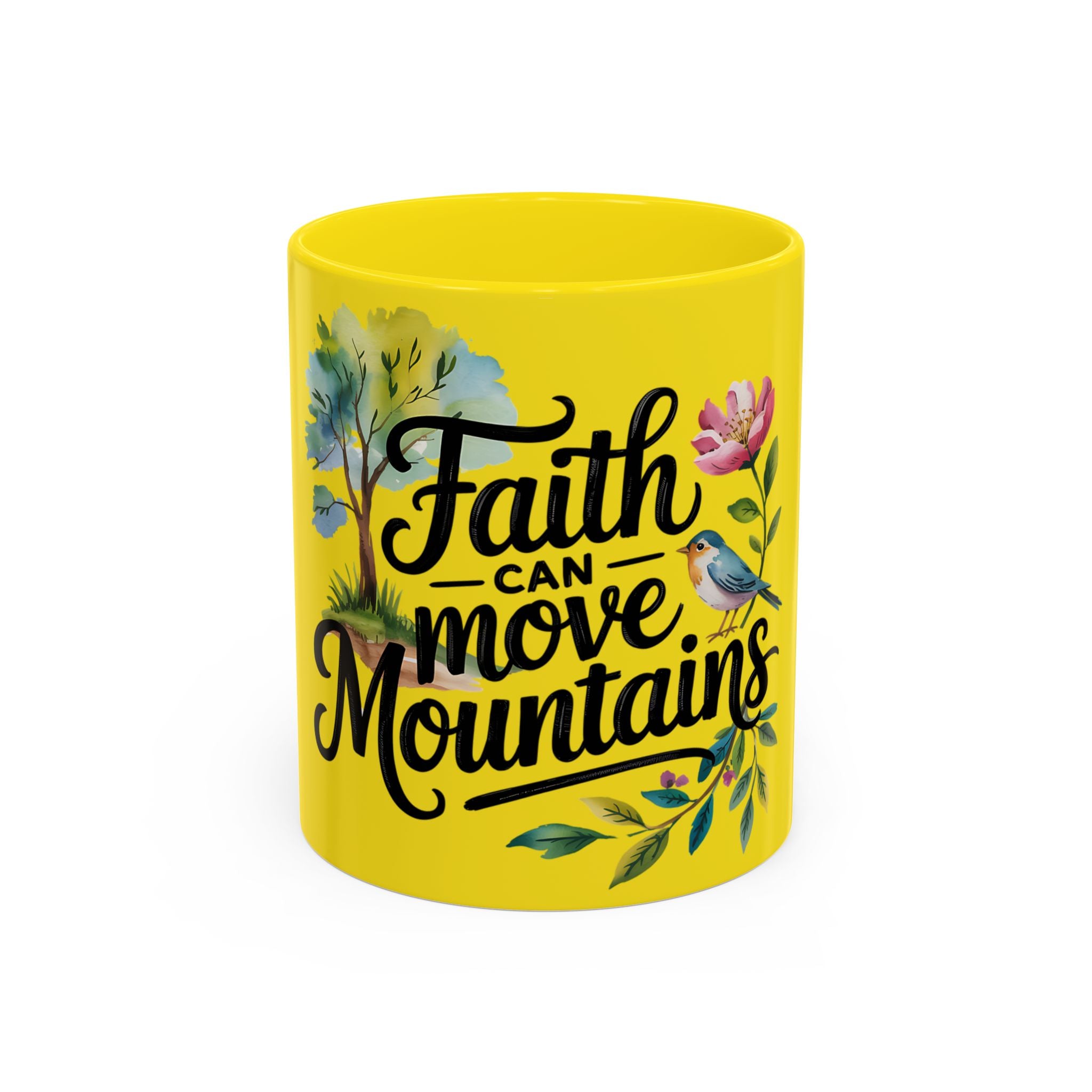 Faith Can Move Mountains Accent Coffee Mug – Inspirational Christian Tea Cup