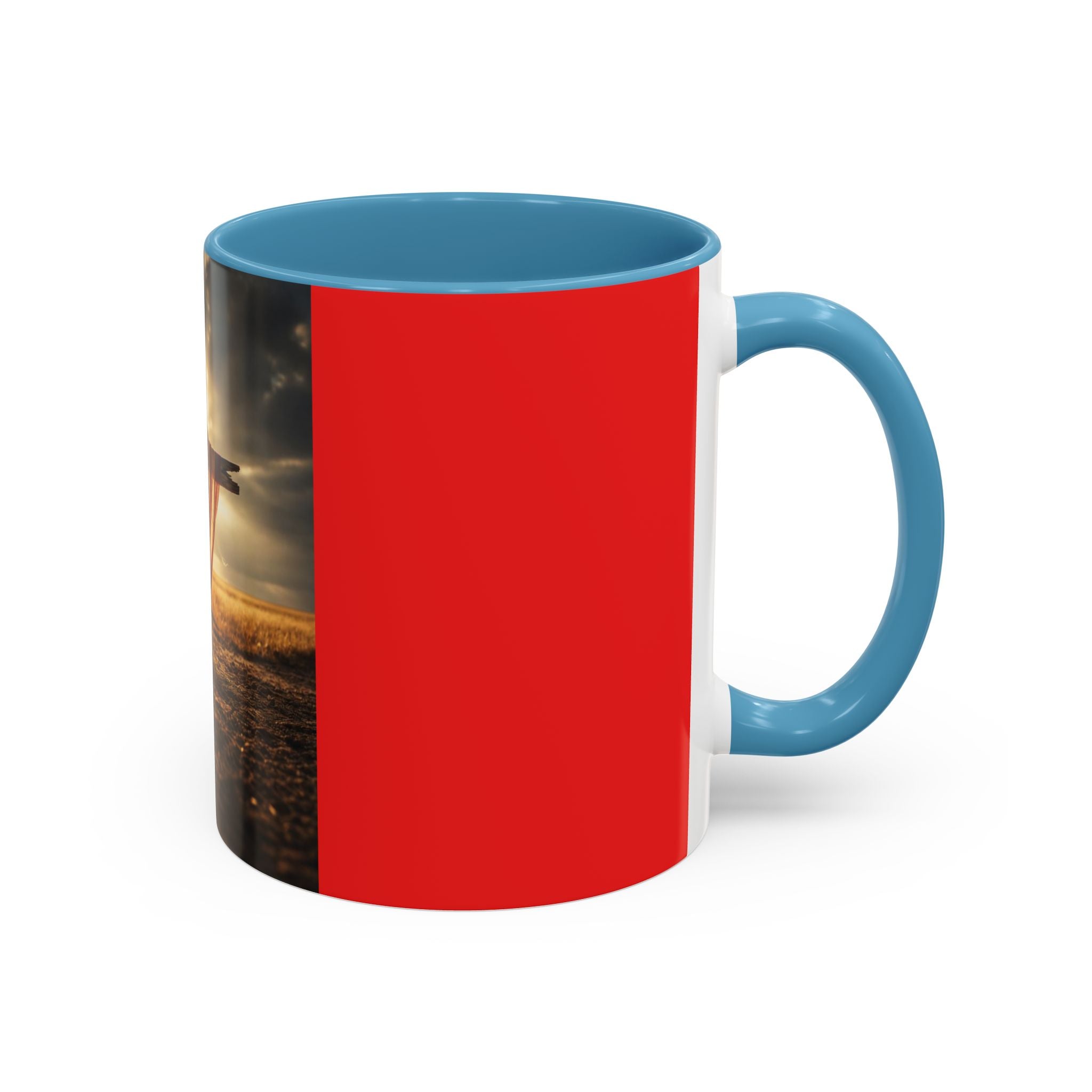 Patriotic Cross Coffee Mug – American Flag Christian Faith 11/15oz Accent Mug